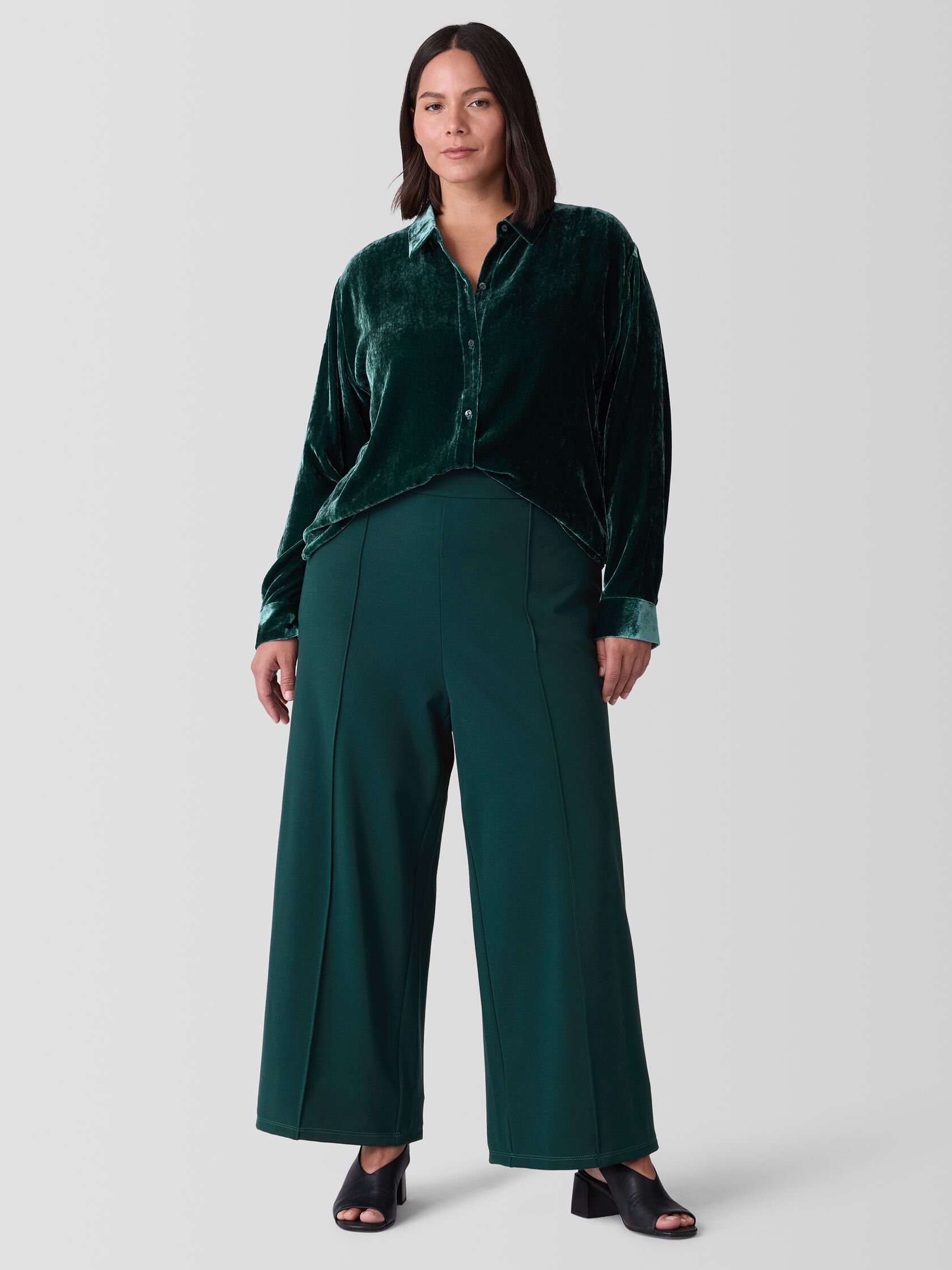 Washable Flex Ponte Pintuck Wide Pant
