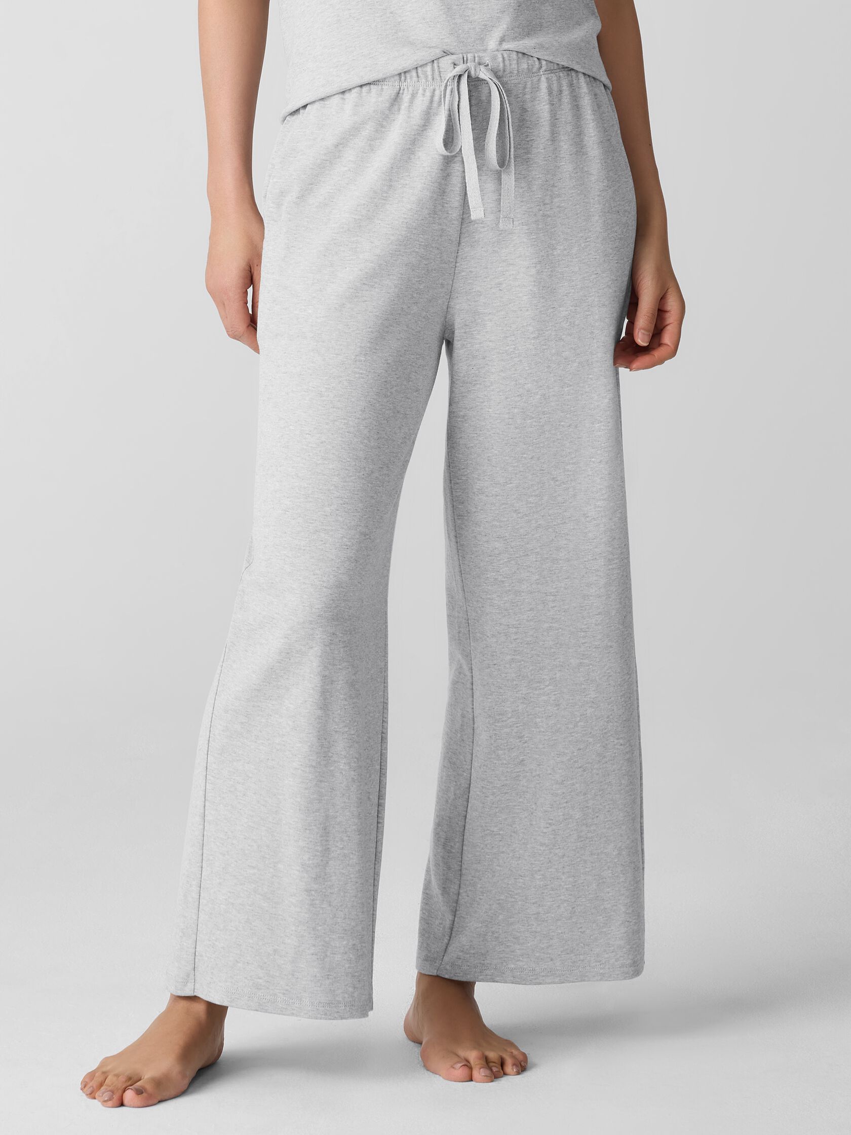 Mélange Organic Cotton Interlock Wide-Leg Sleep Pant