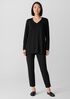 Fine Stretch Jersey Knit V-Neck Long Top