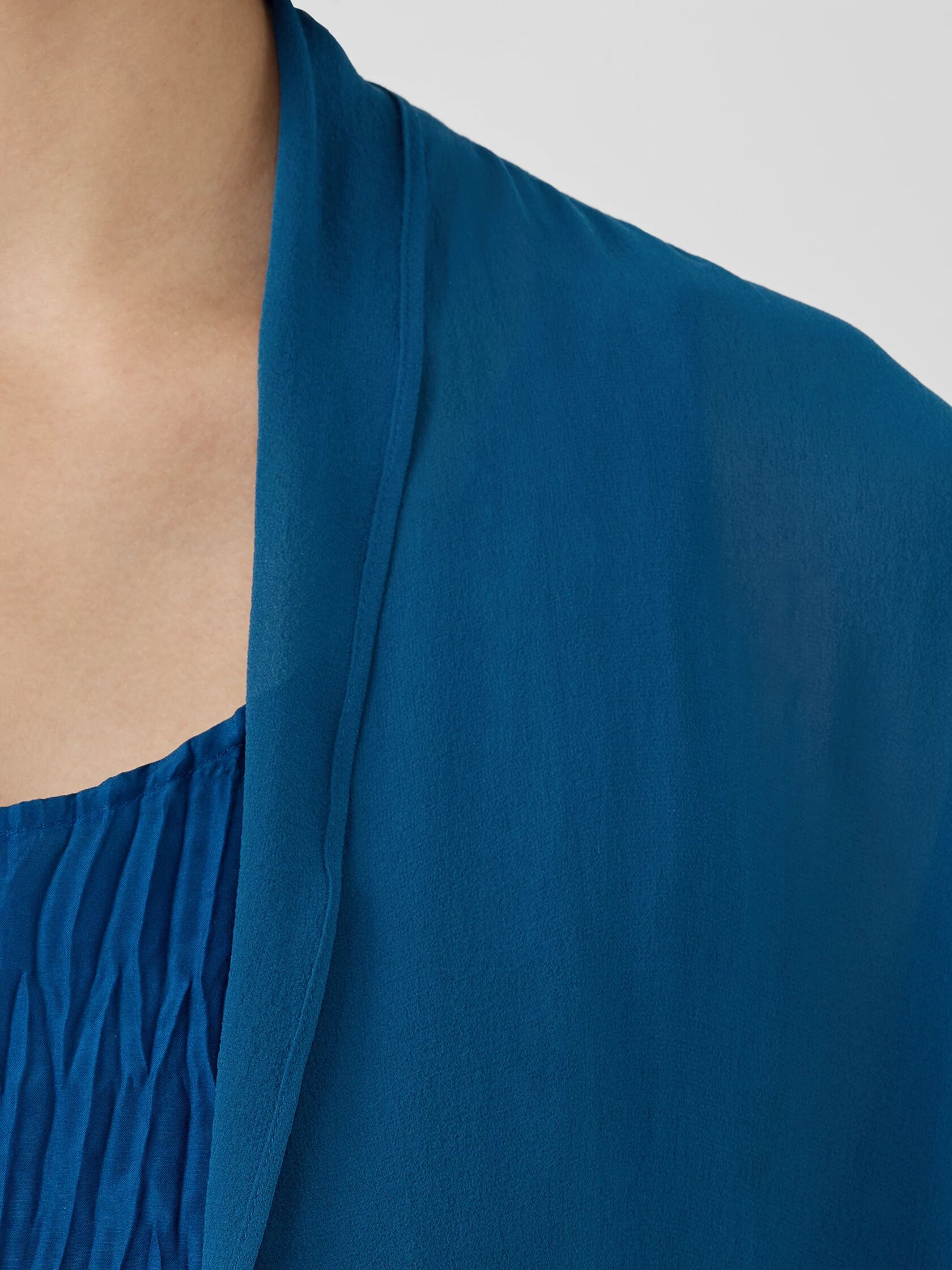 Sheer Silk Georgette High Collar Jacket