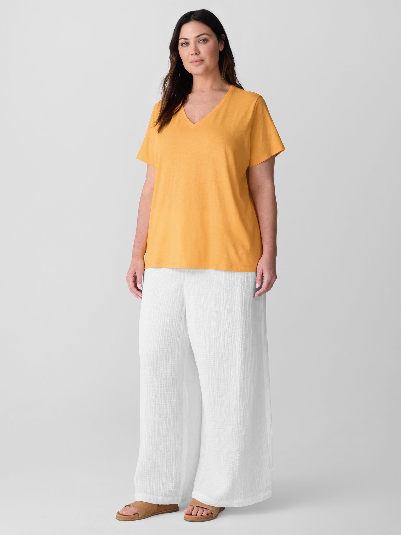 Organic Cotton Slubby Jersey V-Neck Tee