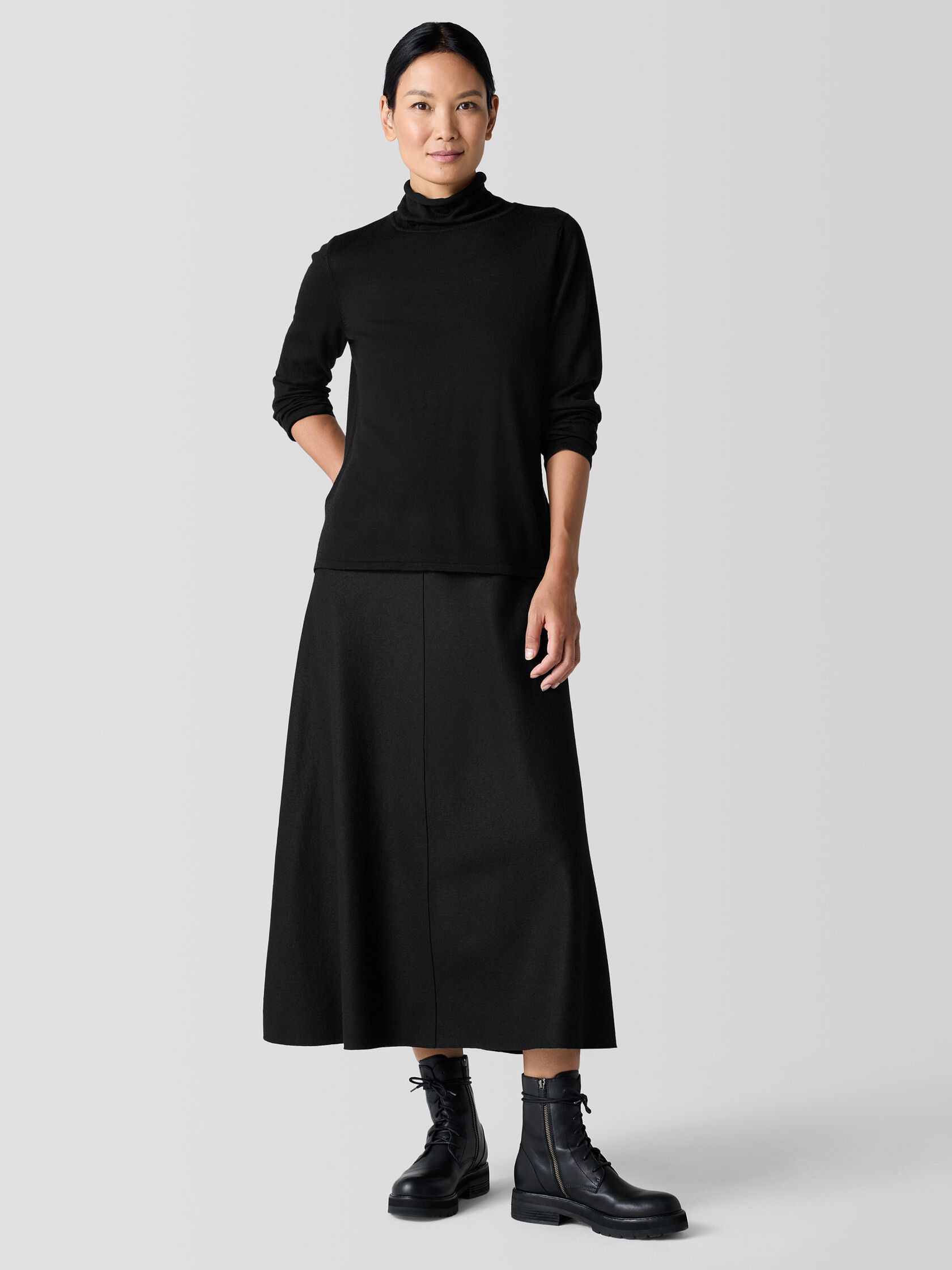 Fine Merino Turtleneck Top in Regenerative Wool