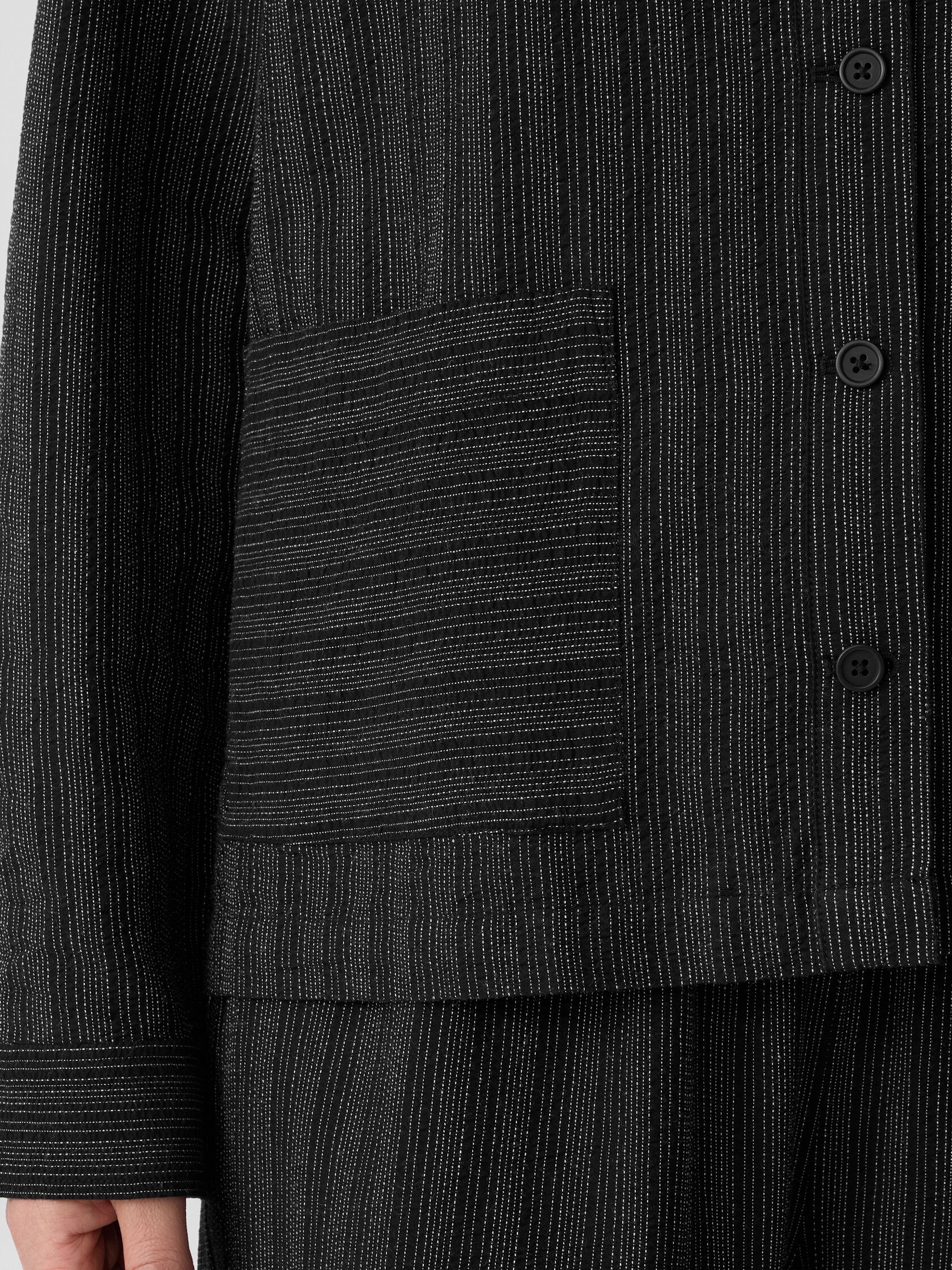 Cotton Blend Stripe Stitch Shirt Jacket