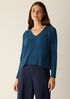Italian Cashmere Ribbed V-Neck Top