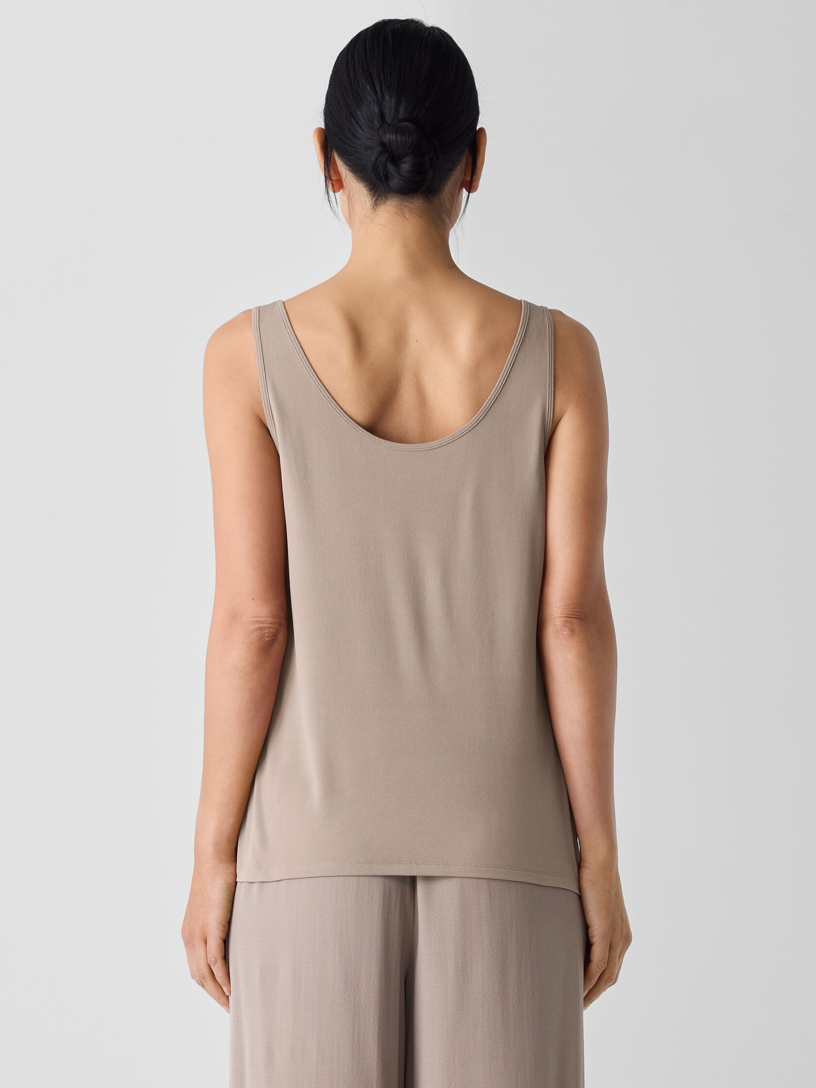 Stretch Silk Jersey Scoop Neck Tank