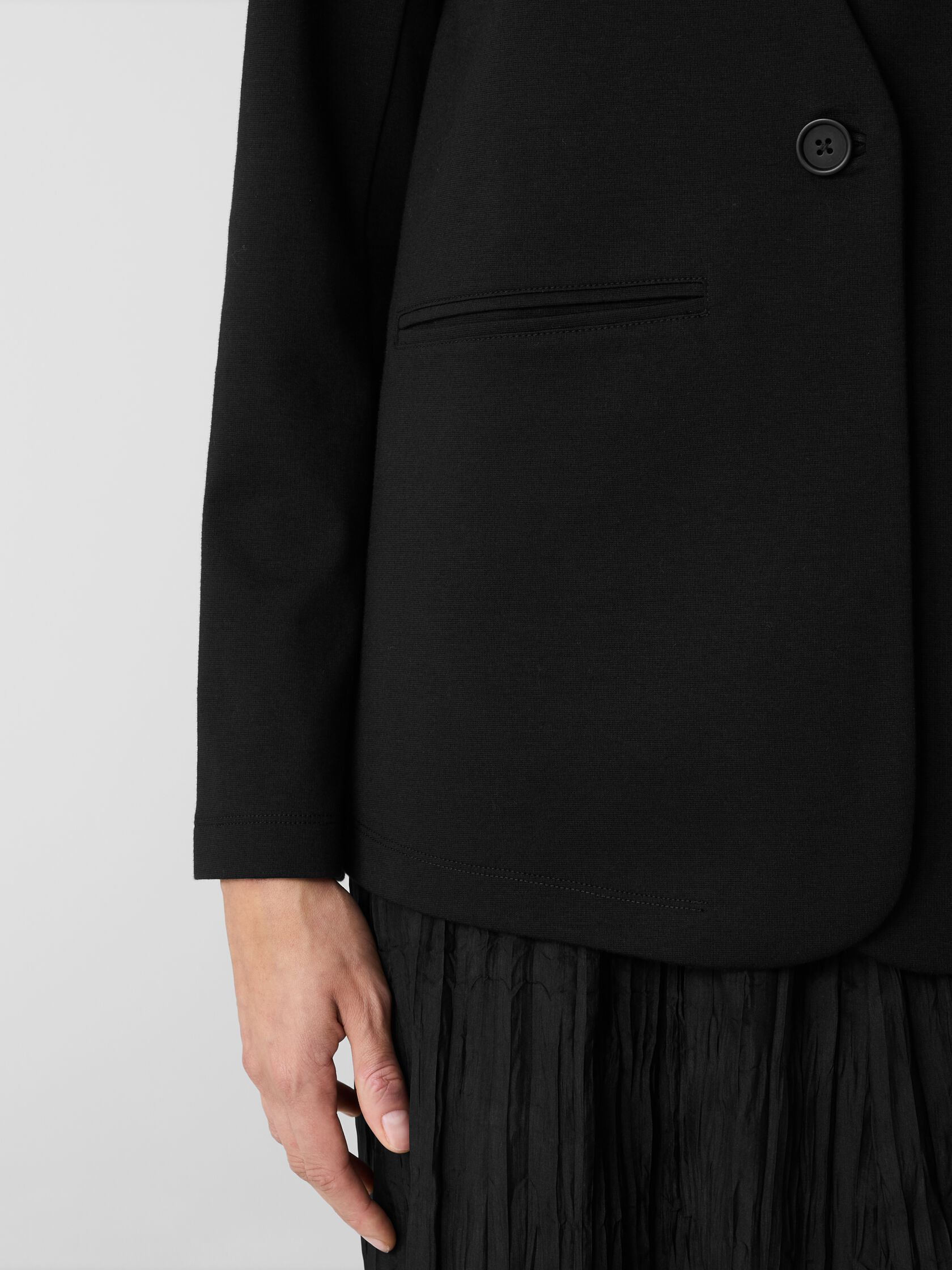 Cotton Blend Ponte V-Neck Blazer