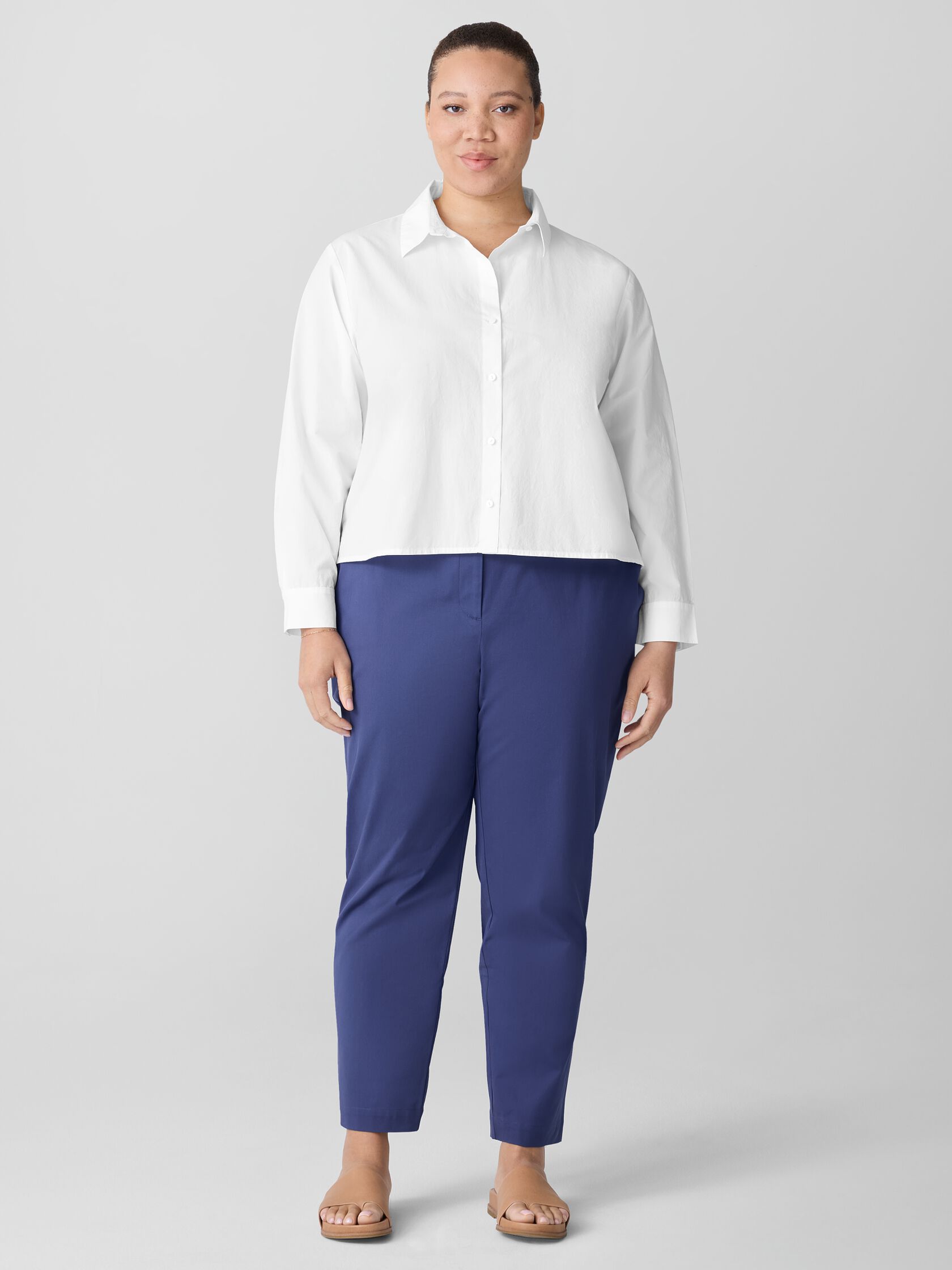 Washed Organic Cotton Poplin Classic Collar Short Shirt