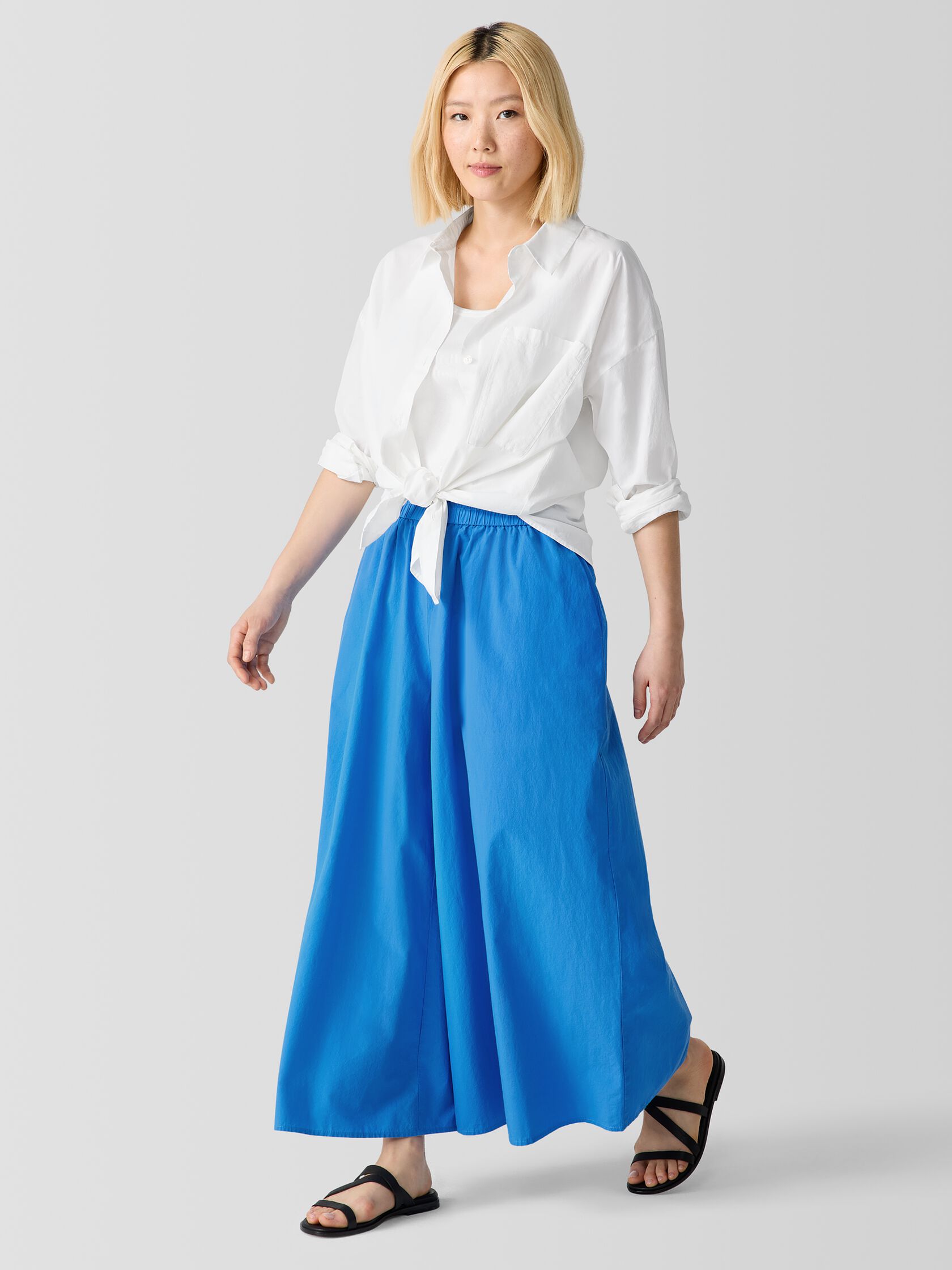 Washed Organic Cotton Poplin Skirt Pant