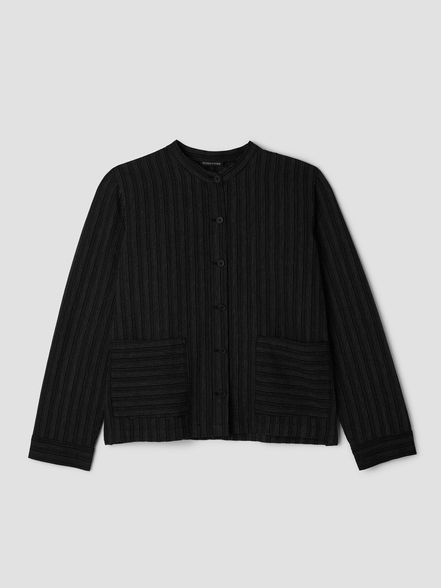 Cotton Blend Stripe Stitch Shirt Jacket