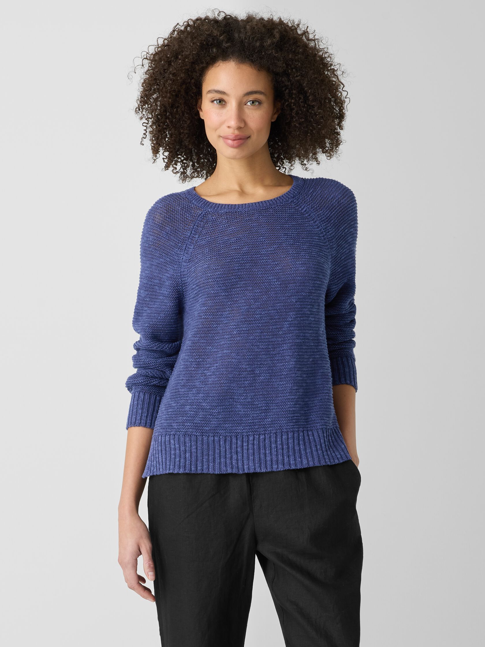 Organic Linen Cotton Slub Crew Neck Top