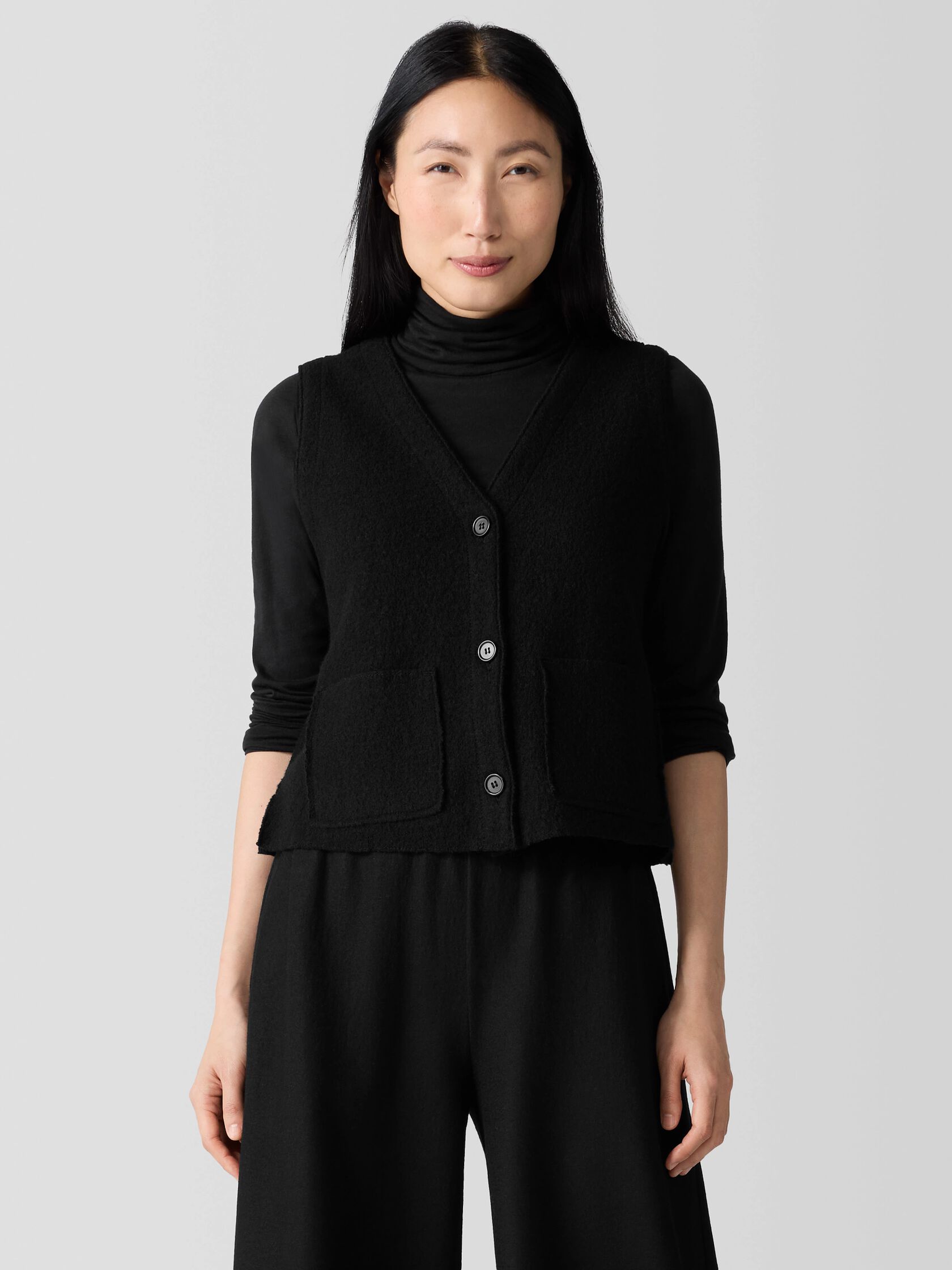 Lightweight Boiled Wool Vest in Regenerative Wool