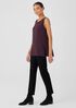 Silk Georgette Crepe Ballet Neck Long Tank