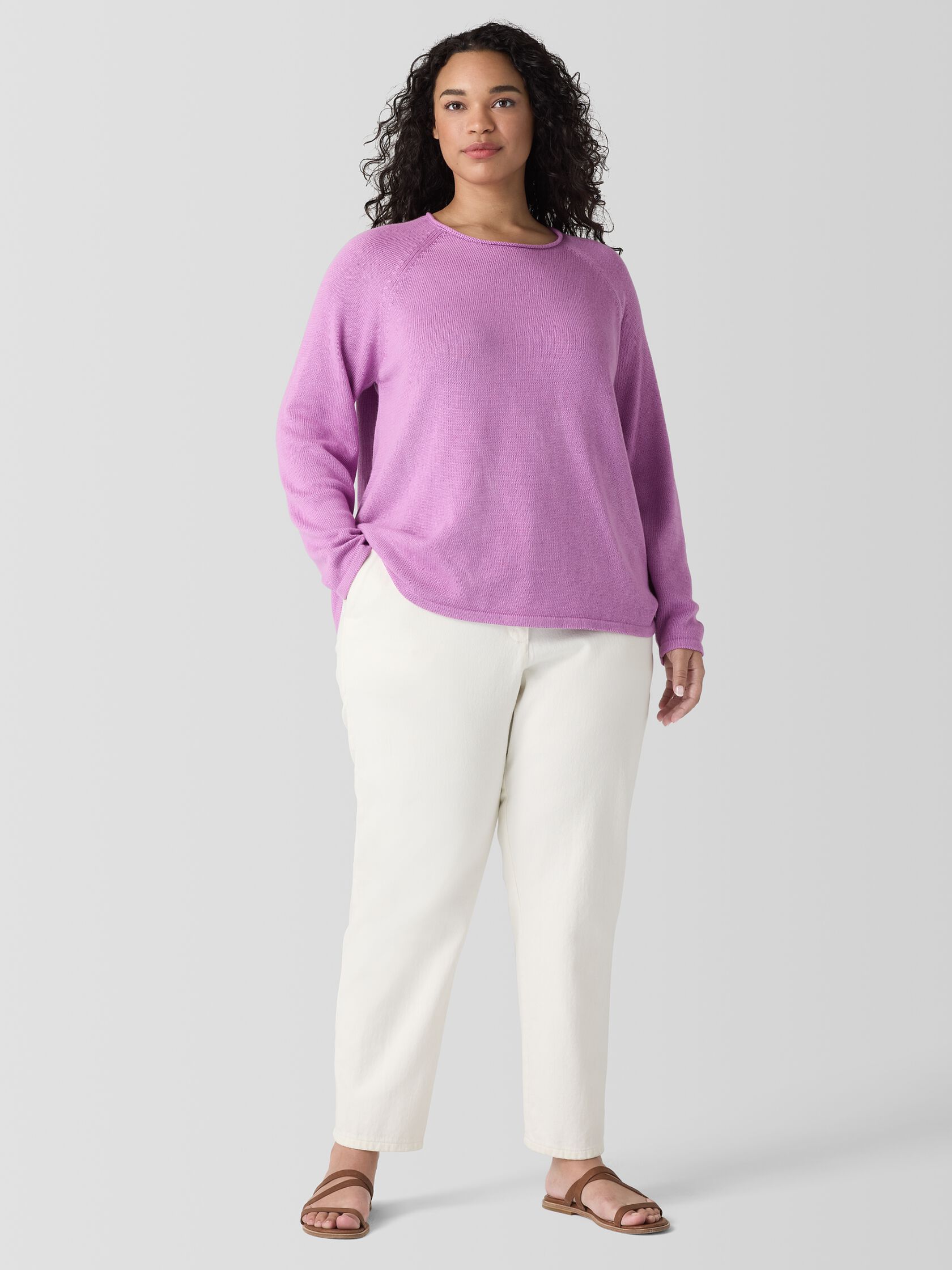Peruvian Cotton Blend Crew Neck Top