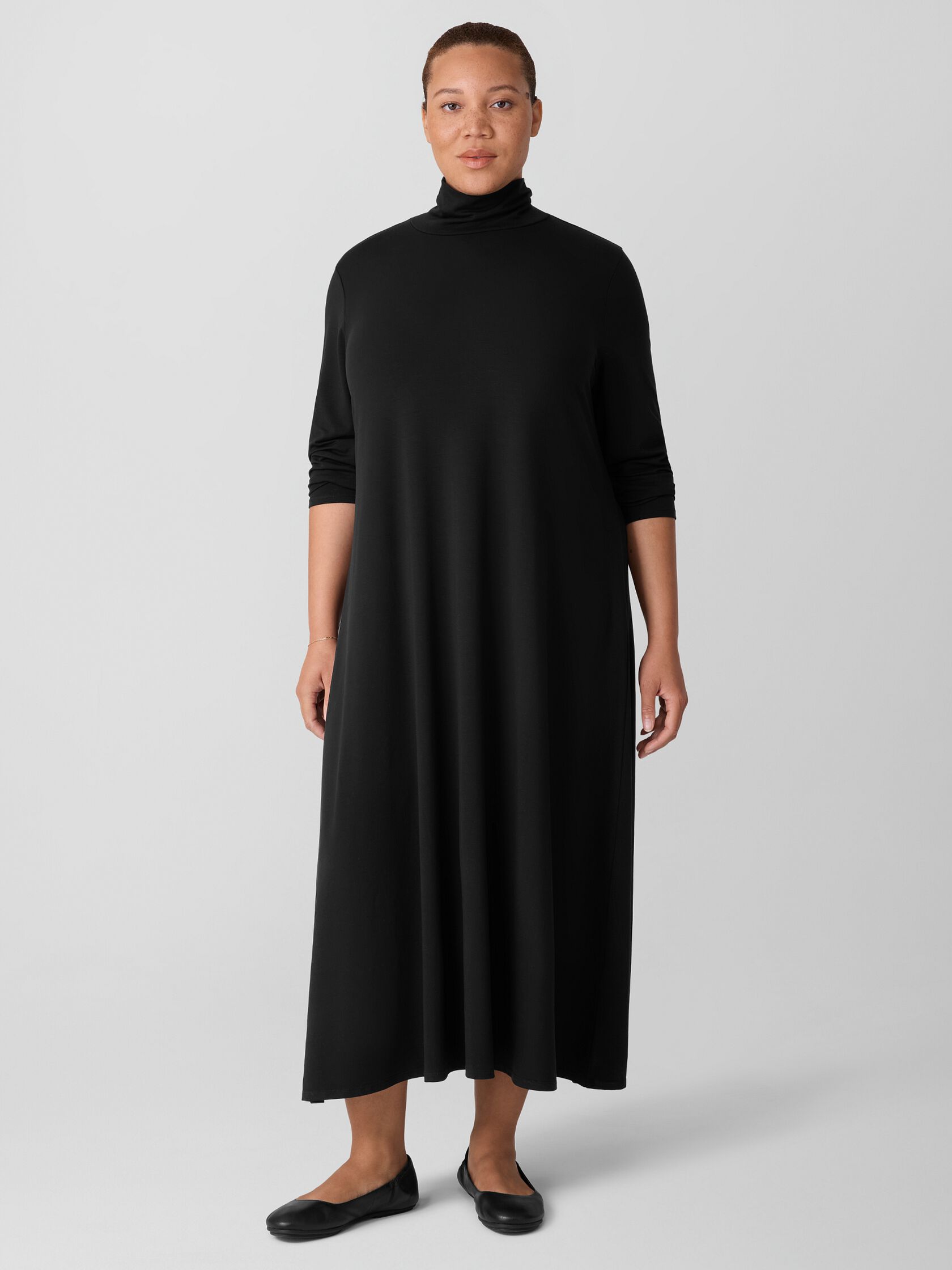 Stretch Jersey Knit Turtleneck Dress