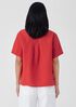Organic Handkerchief Linen Band Collar Short-Sleeve Shirt