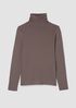 Sheer Cotton Blend Knit Turtleneck Top