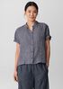 Puckered Organic Linen Band Collar Shirt