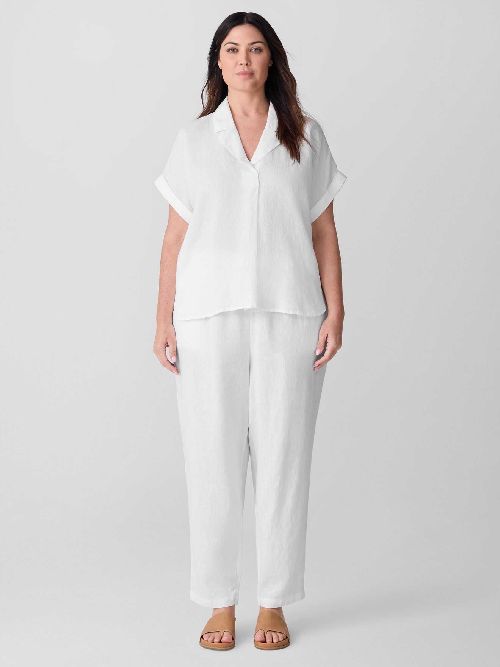 Organic Handkerchief Linen Notch Collar Top