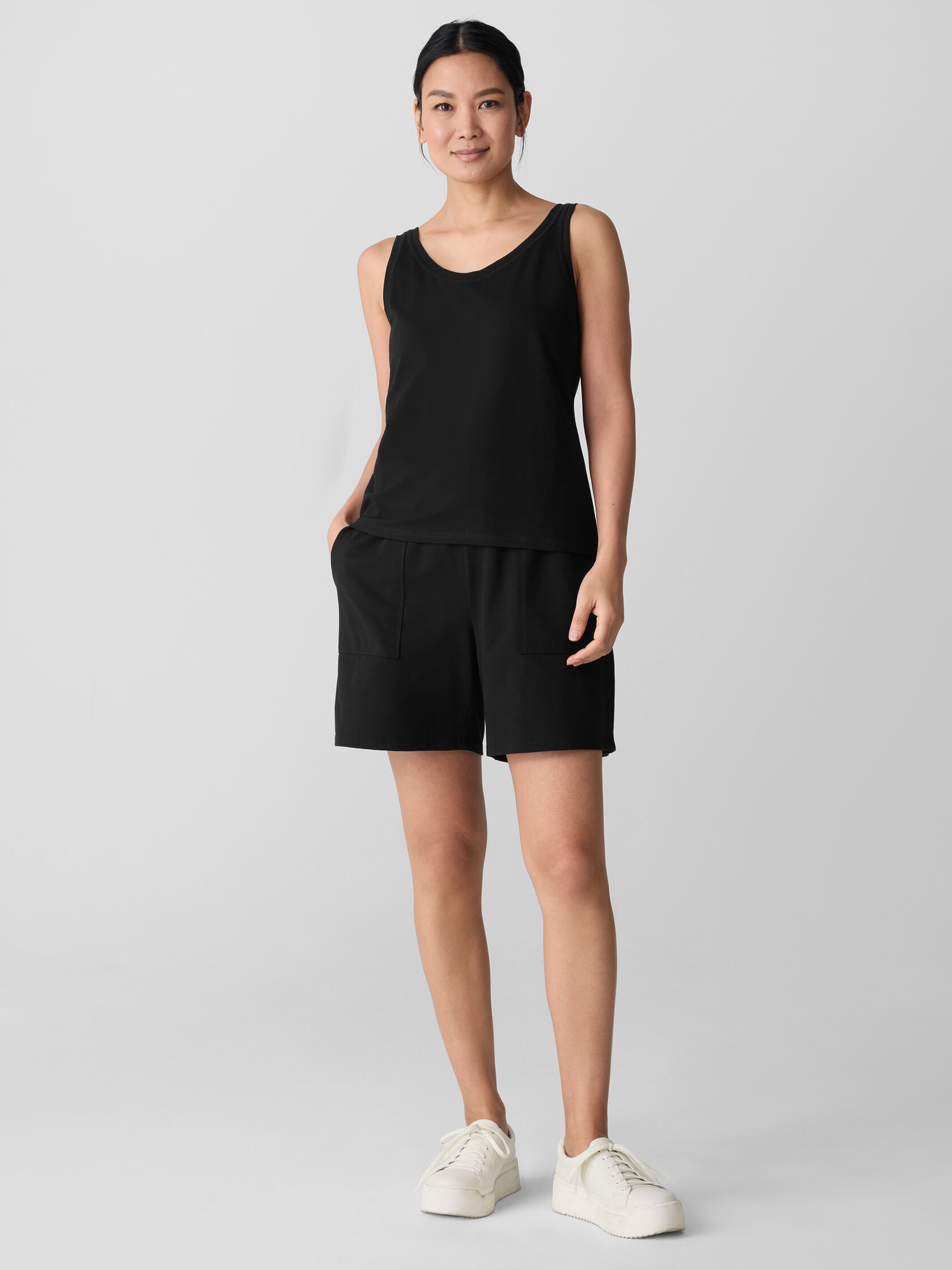 Pima Cotton Stretch Jersey Scoop Neck Tank