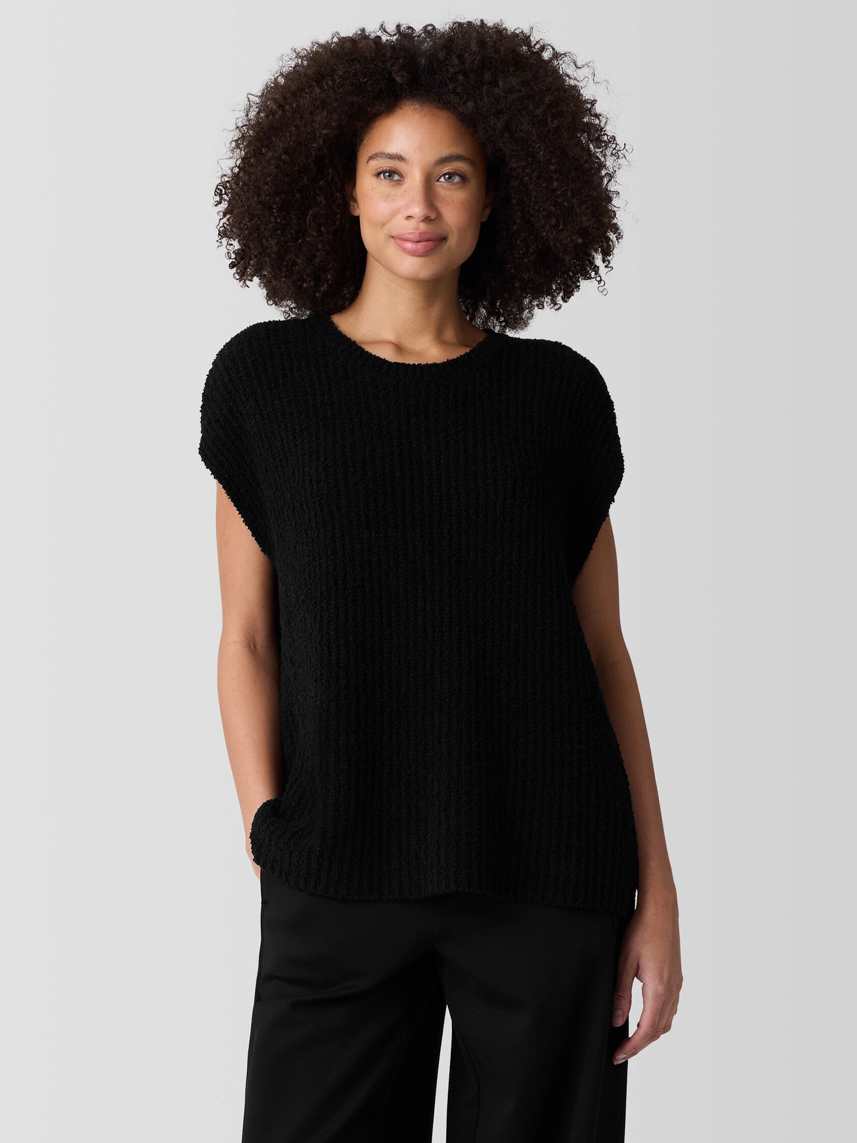 Cotton Fluff Crew Neck Vest