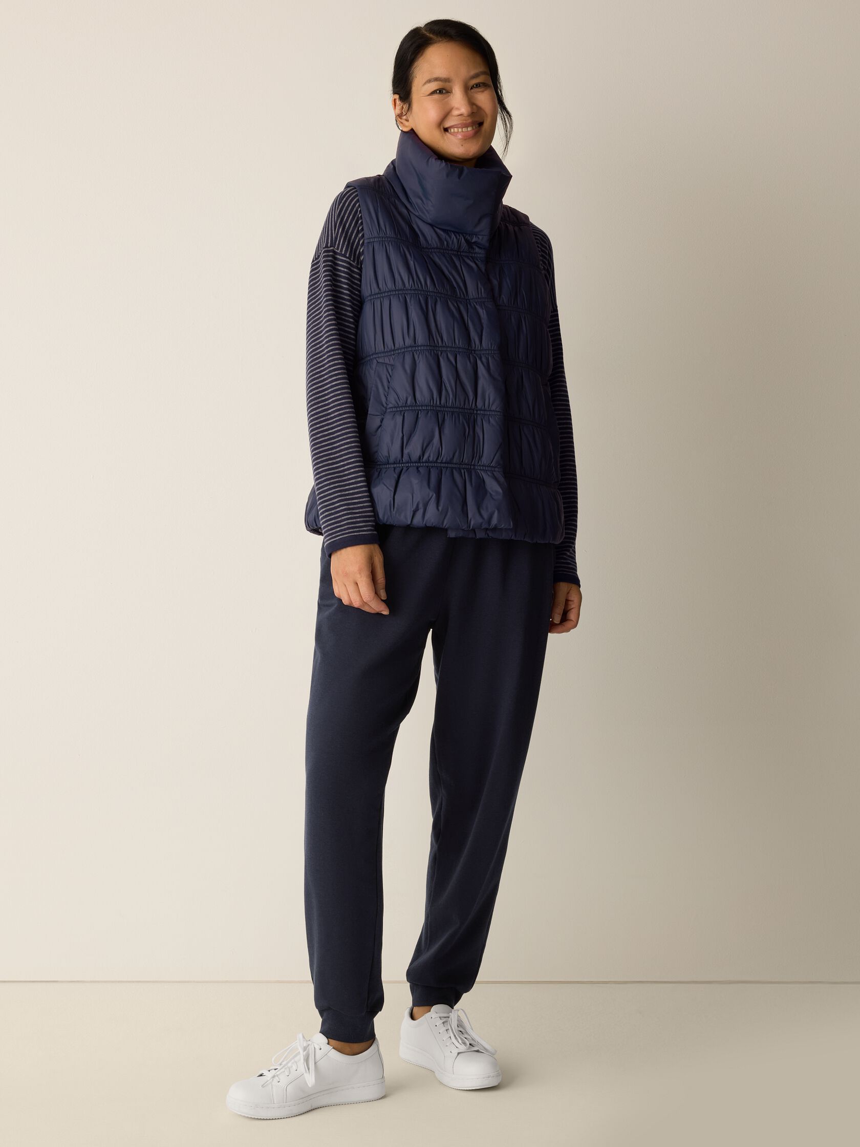 Eggshell Recycled Nylon Ruched Vest