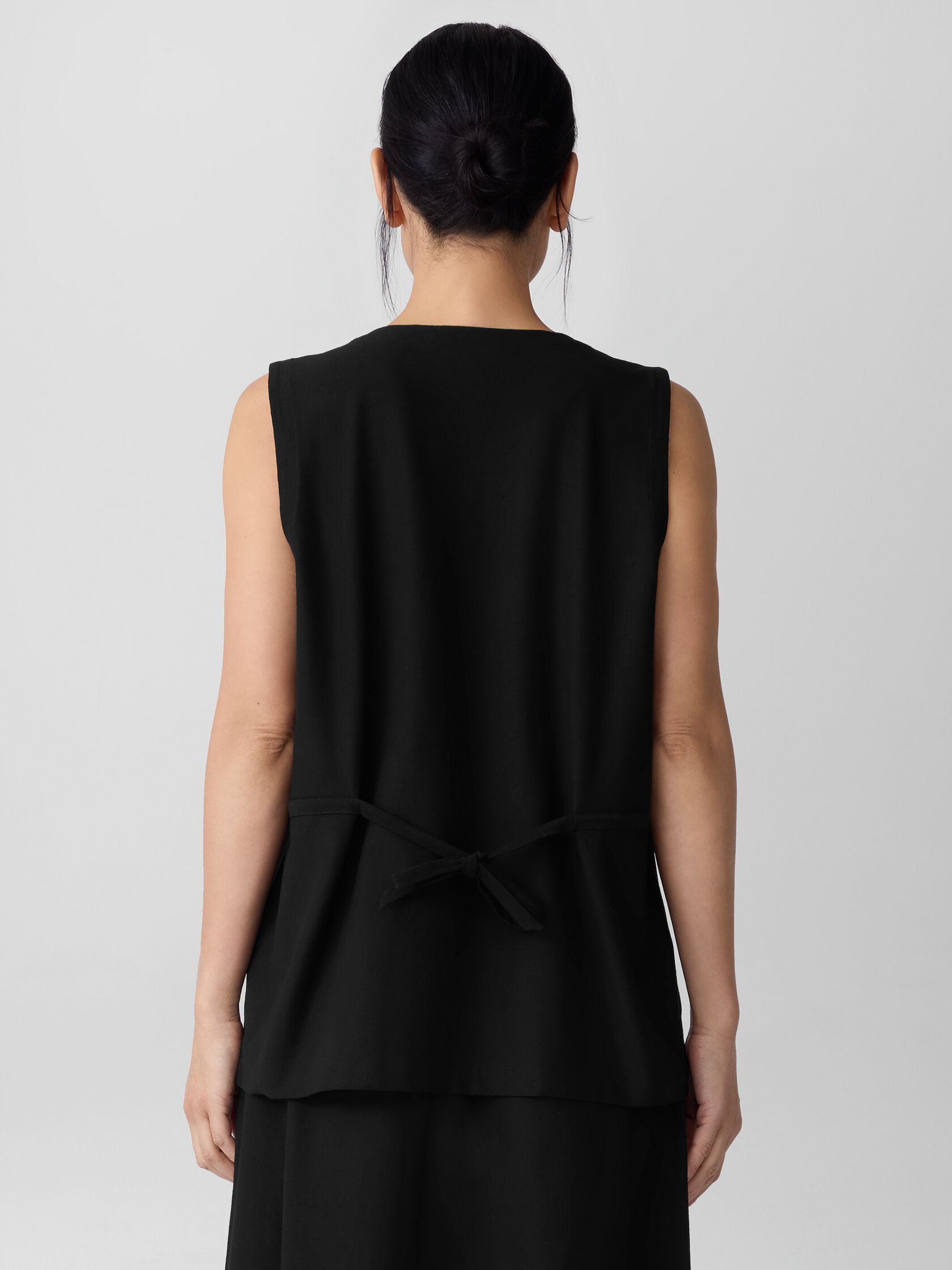 Washable Stretch Crepe Long Vest