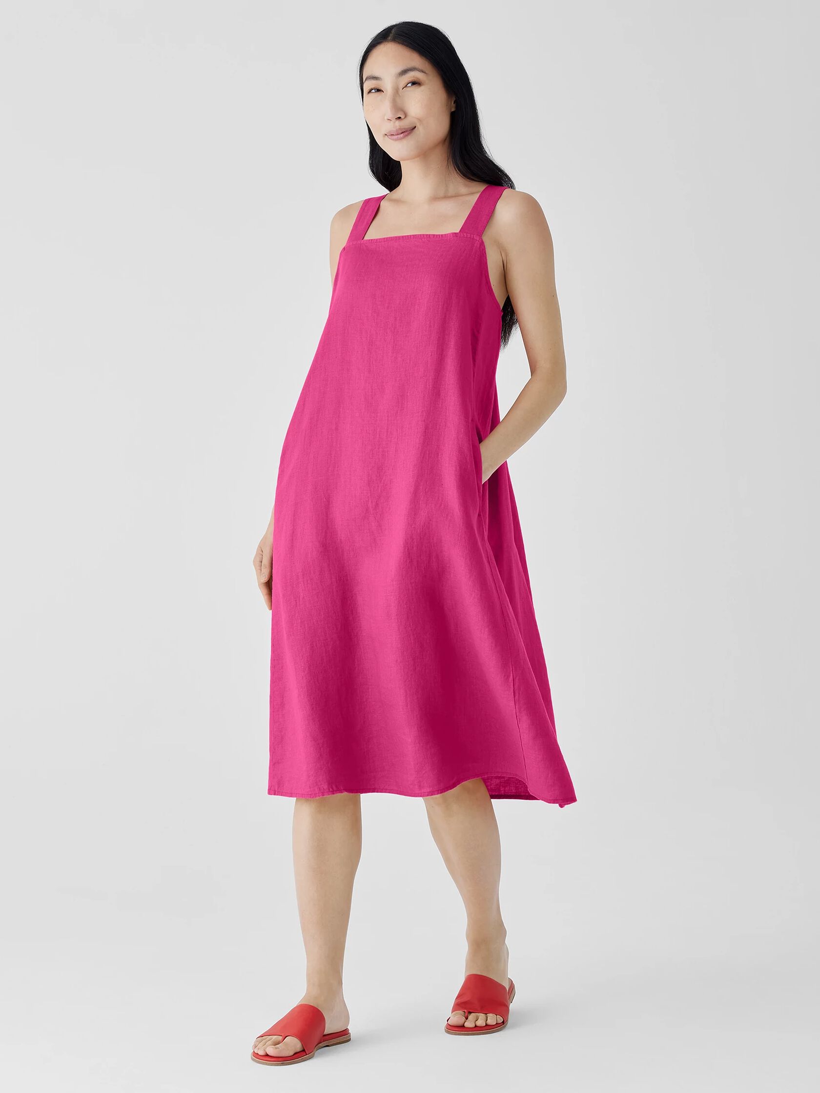 Organic Linen Square Neck Dress
