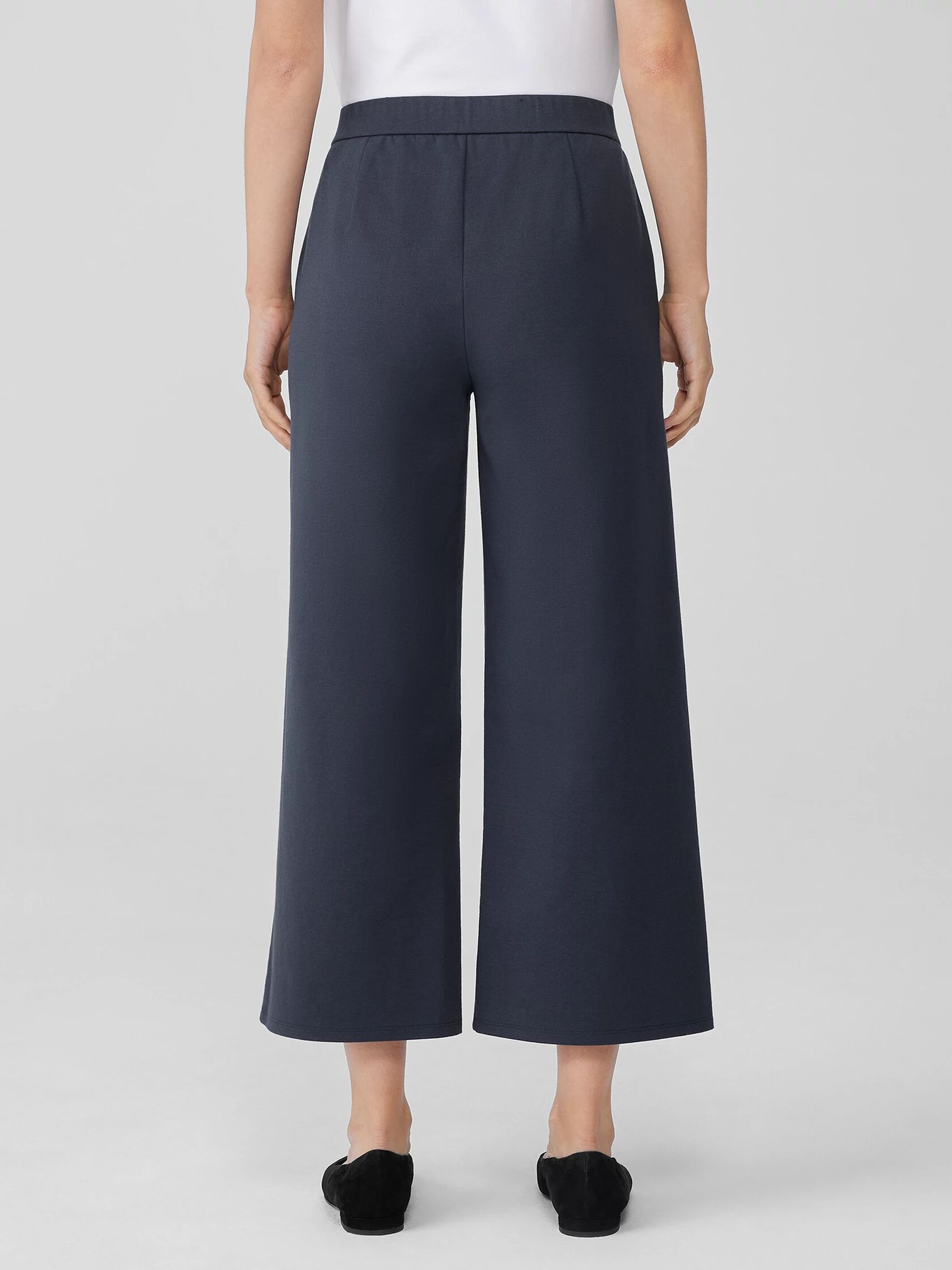 Cotton Blend Ponte Wide-Leg Pant