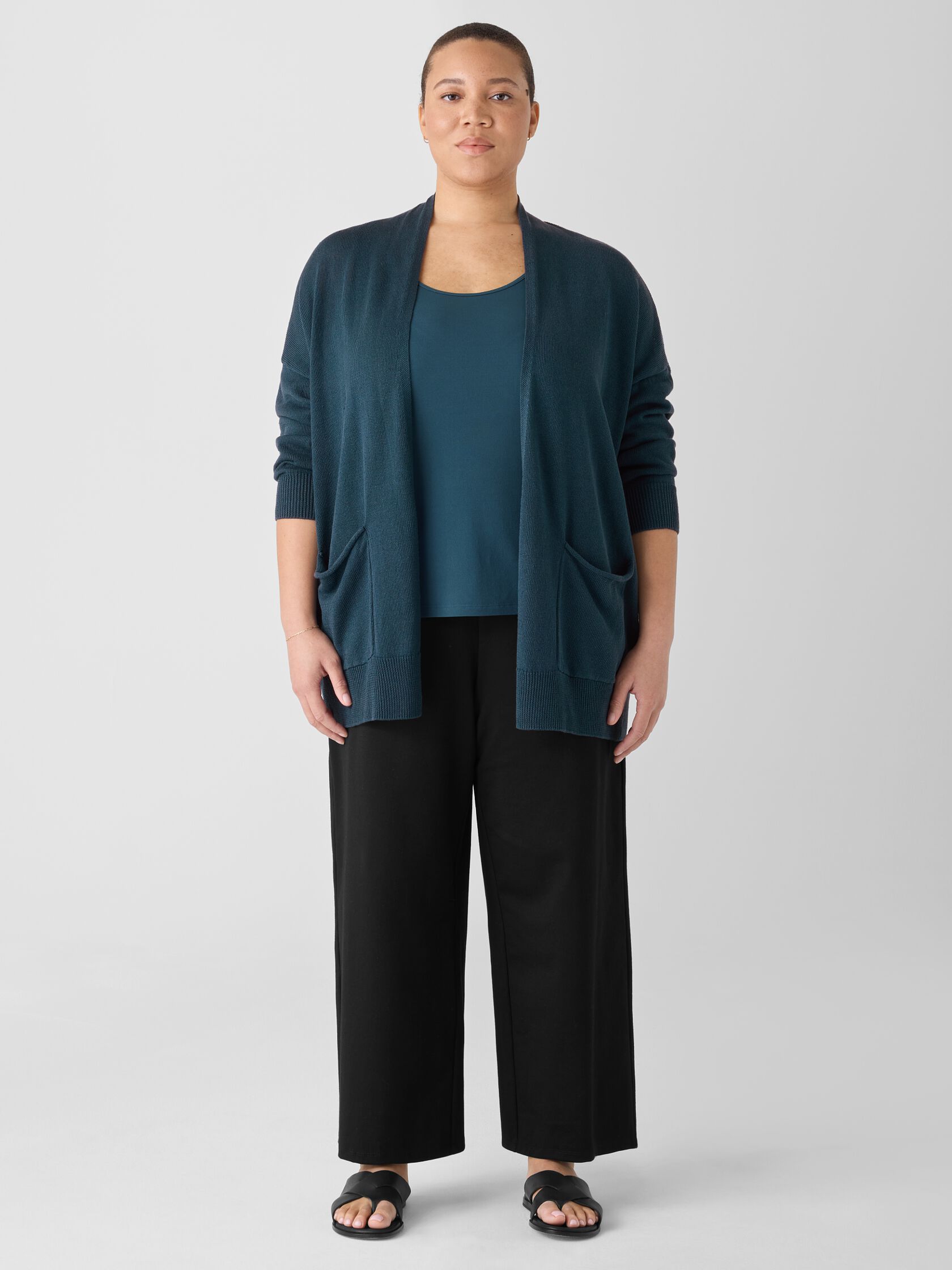 Organic Linen Cotton Cord Long Cardigan