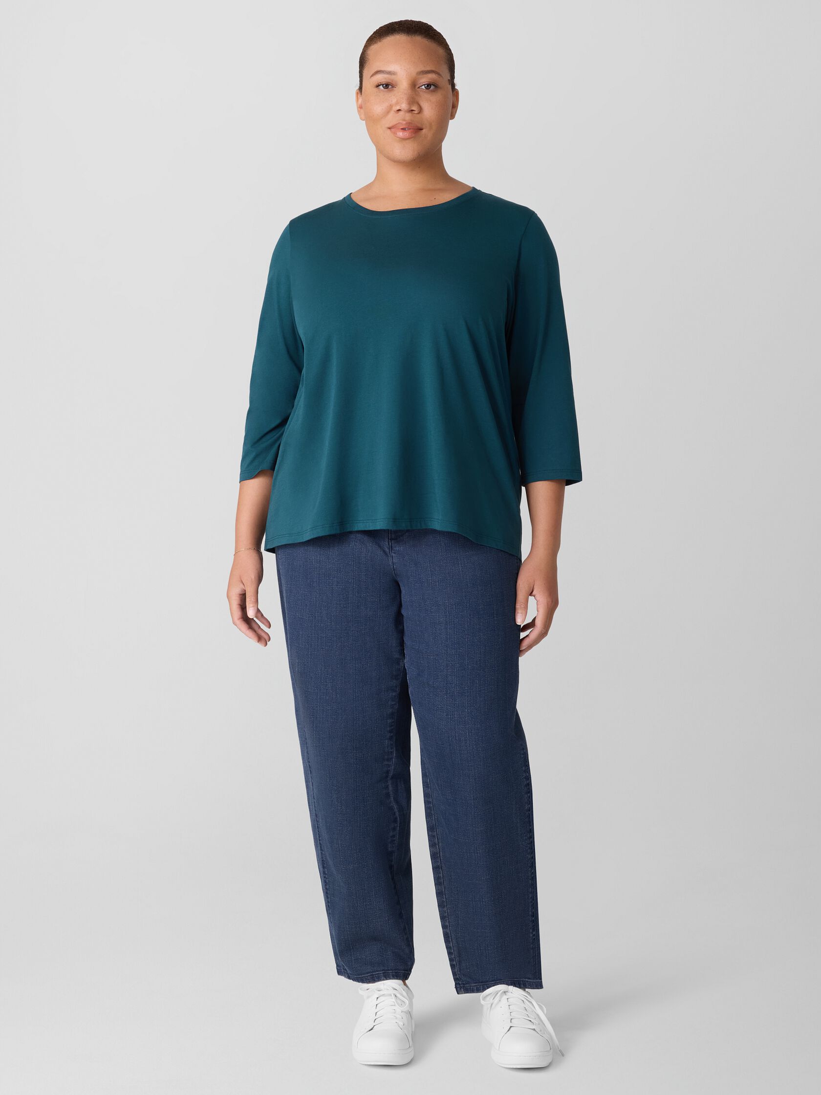 Organic Pima Cotton Jersey 3/4-Sleeve Tee