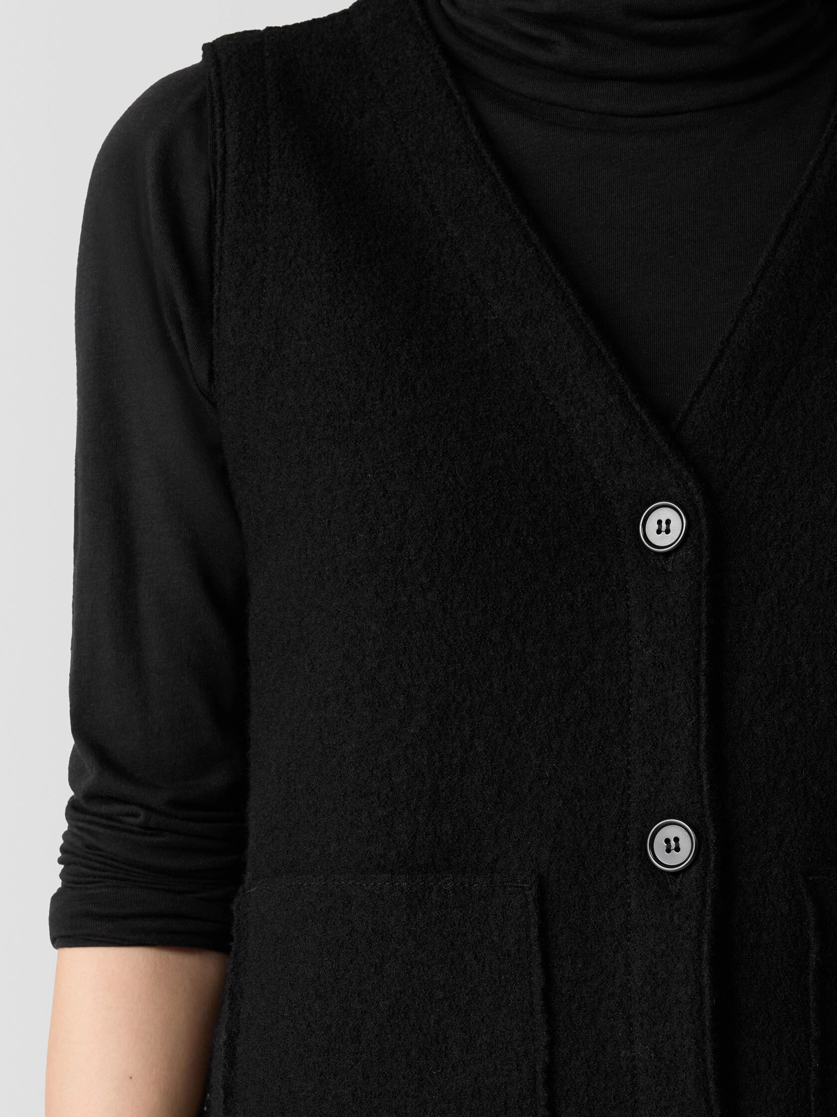 Lightweight Boiled Wool Vest in Regenerative Wool