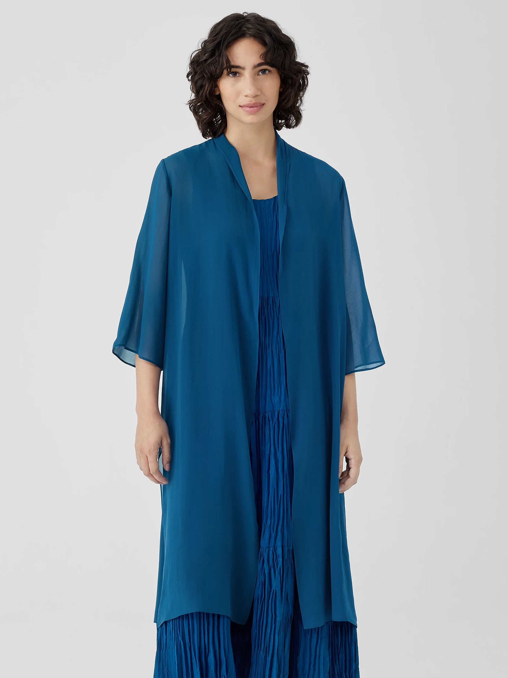 Sheer Silk Georgette High Collar Jacket
