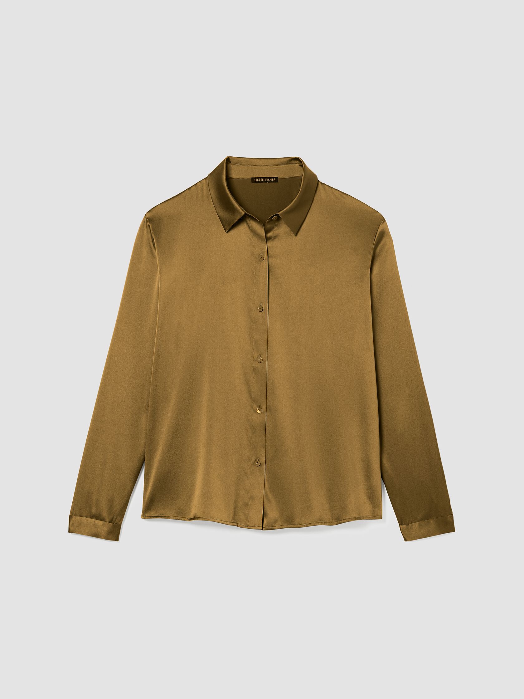 Stretch Silk Charmeuse Classic Collar Shirt