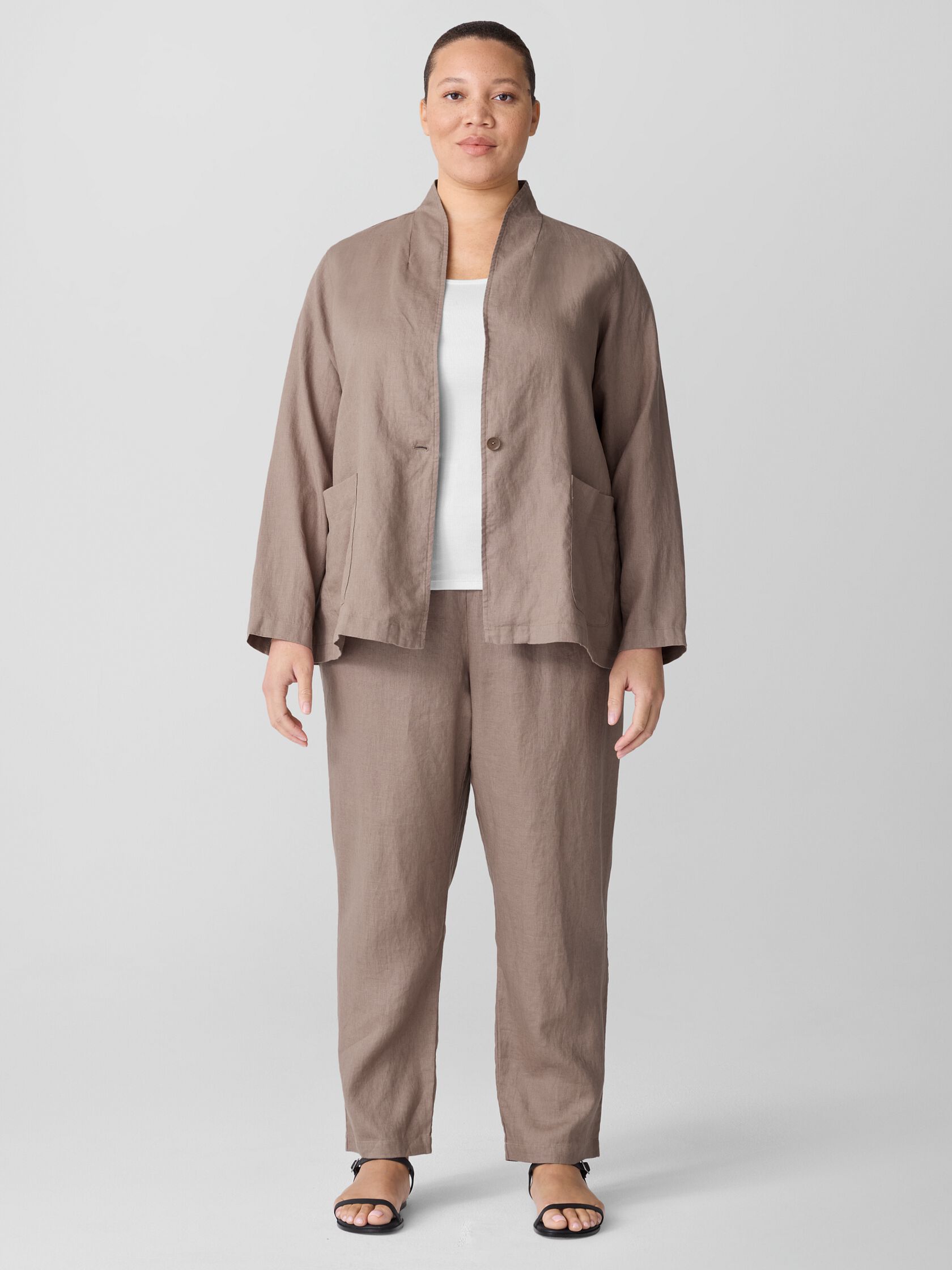Organic Linen High Collar Jacket