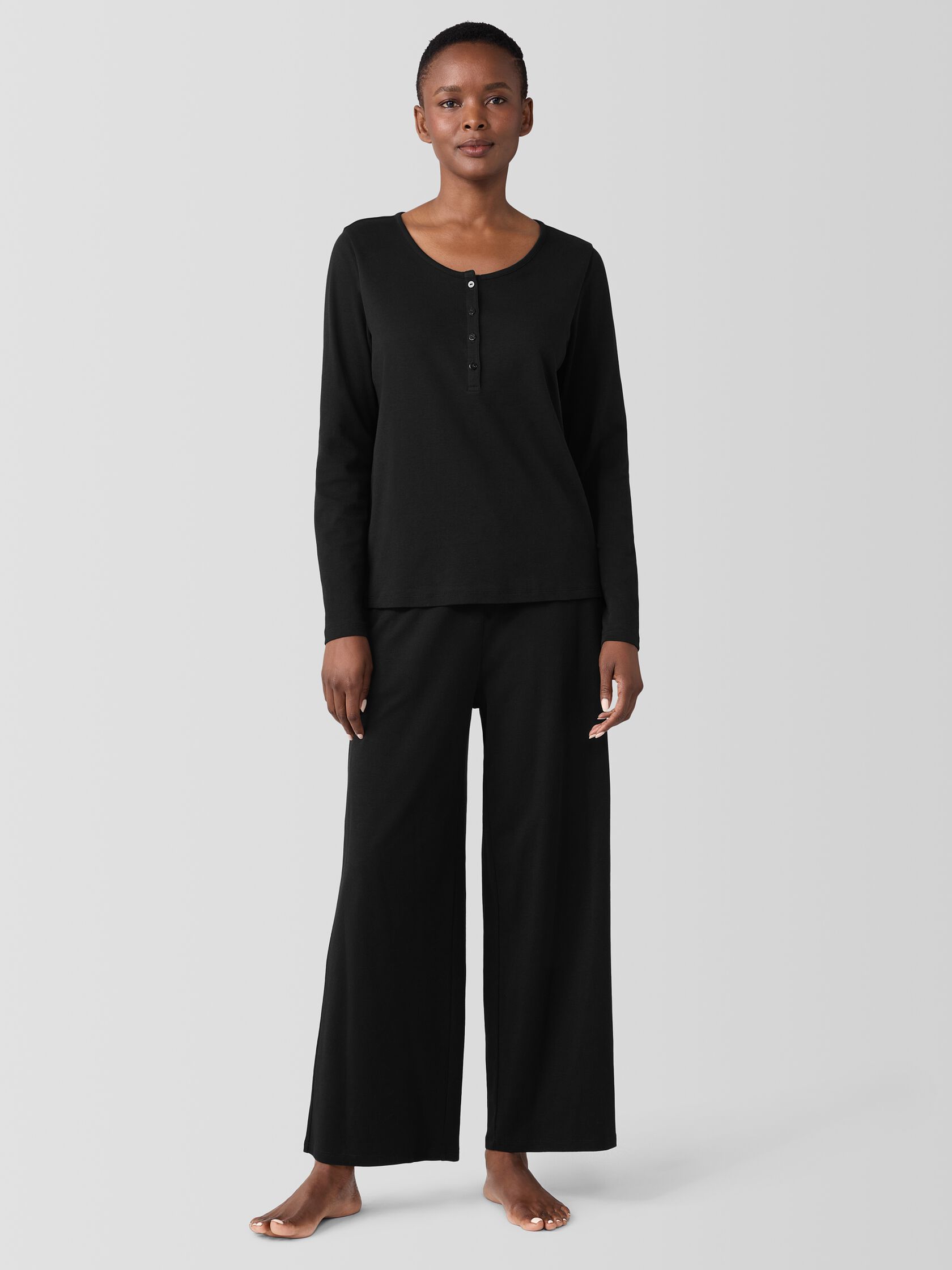 Organic Cotton Interlock Henley Sleep Top