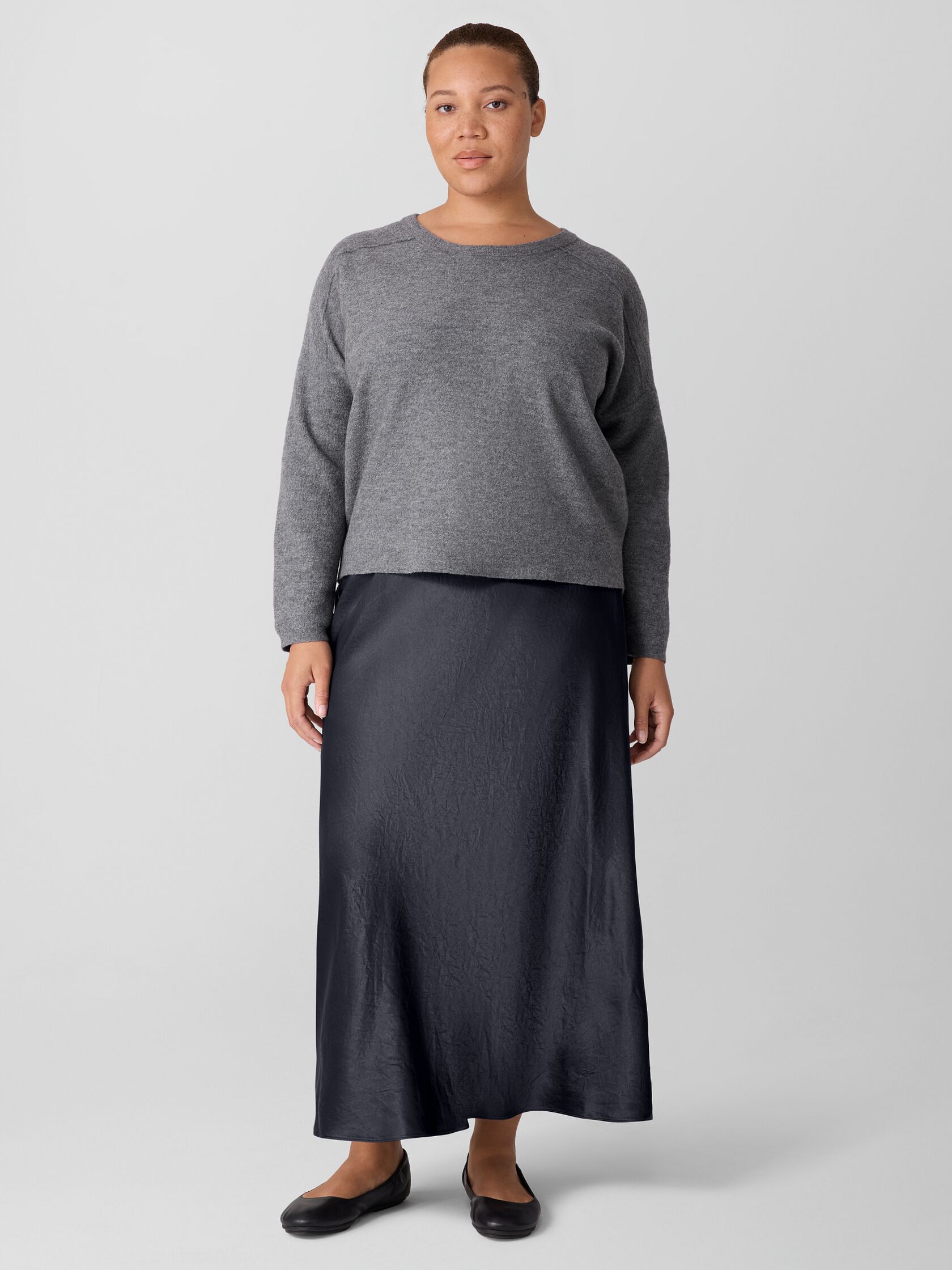 Fine Felted Wool Crew Neck Short Top in Regenerative Wool