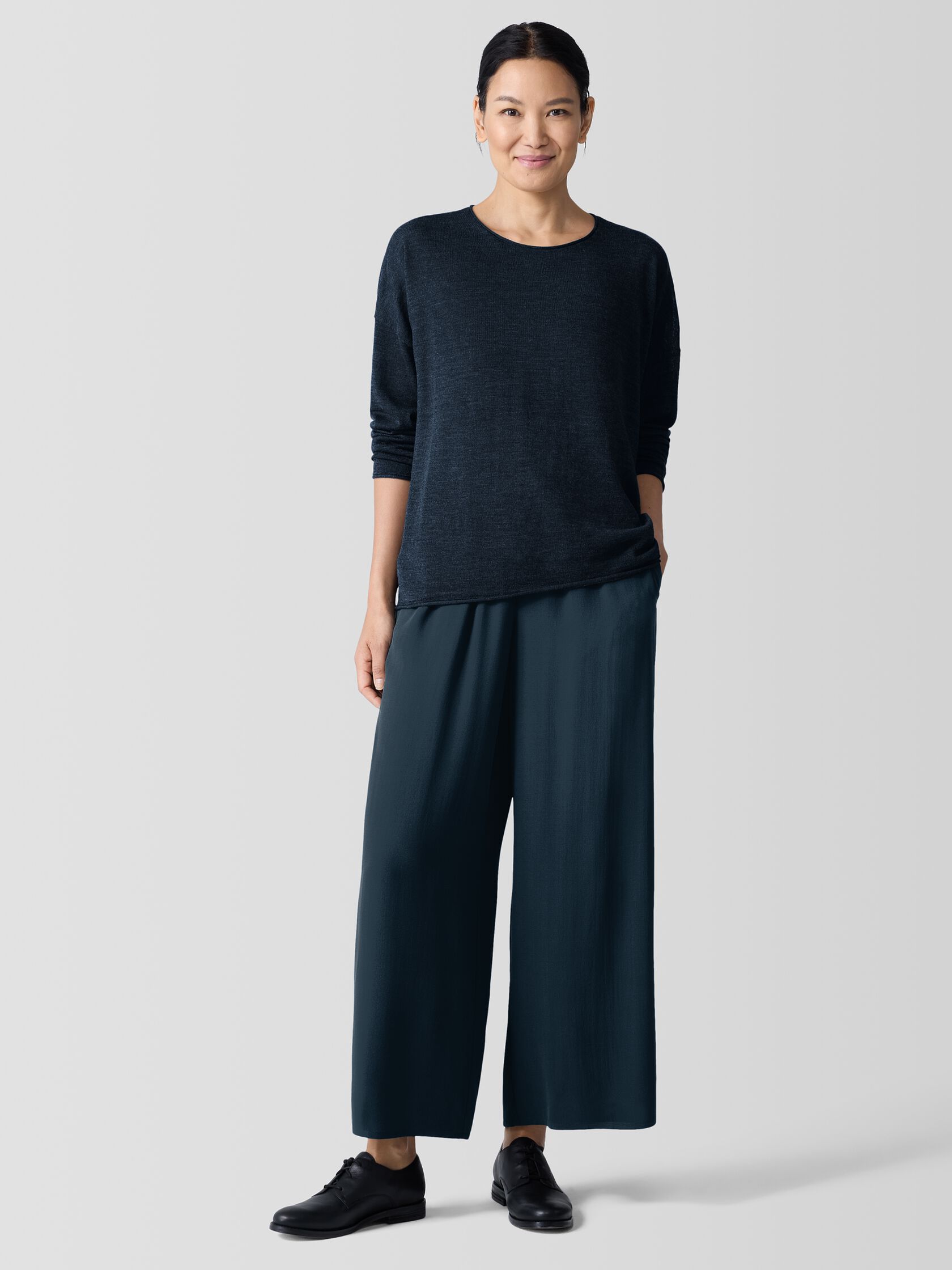 Silk Georgette Crepe Wide-Leg Pant