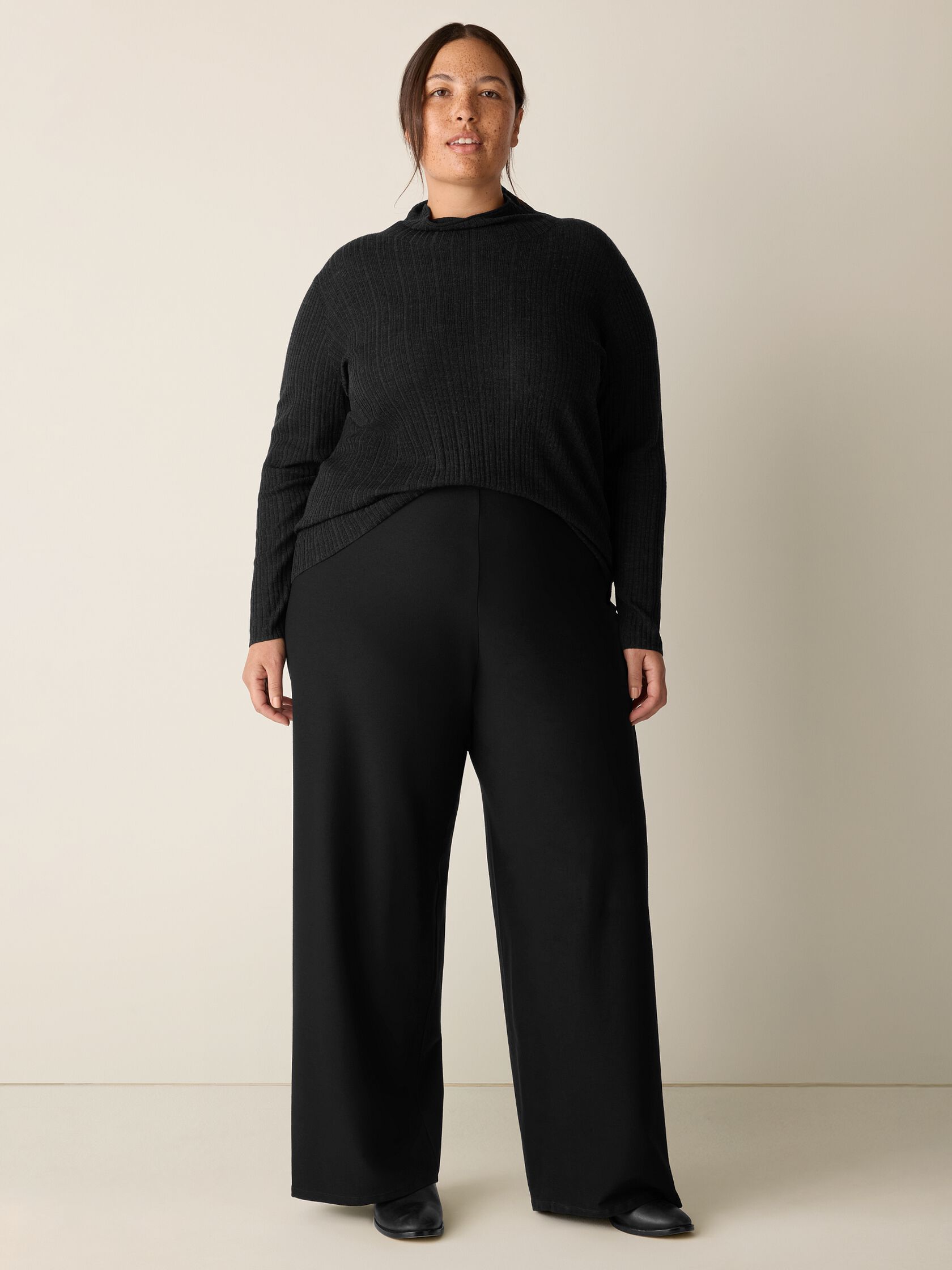 Washable Stretch Crepe Wide-Leg Pant