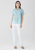Organic Handkerchief Linen Band Collar Short-Sleeve Shirt