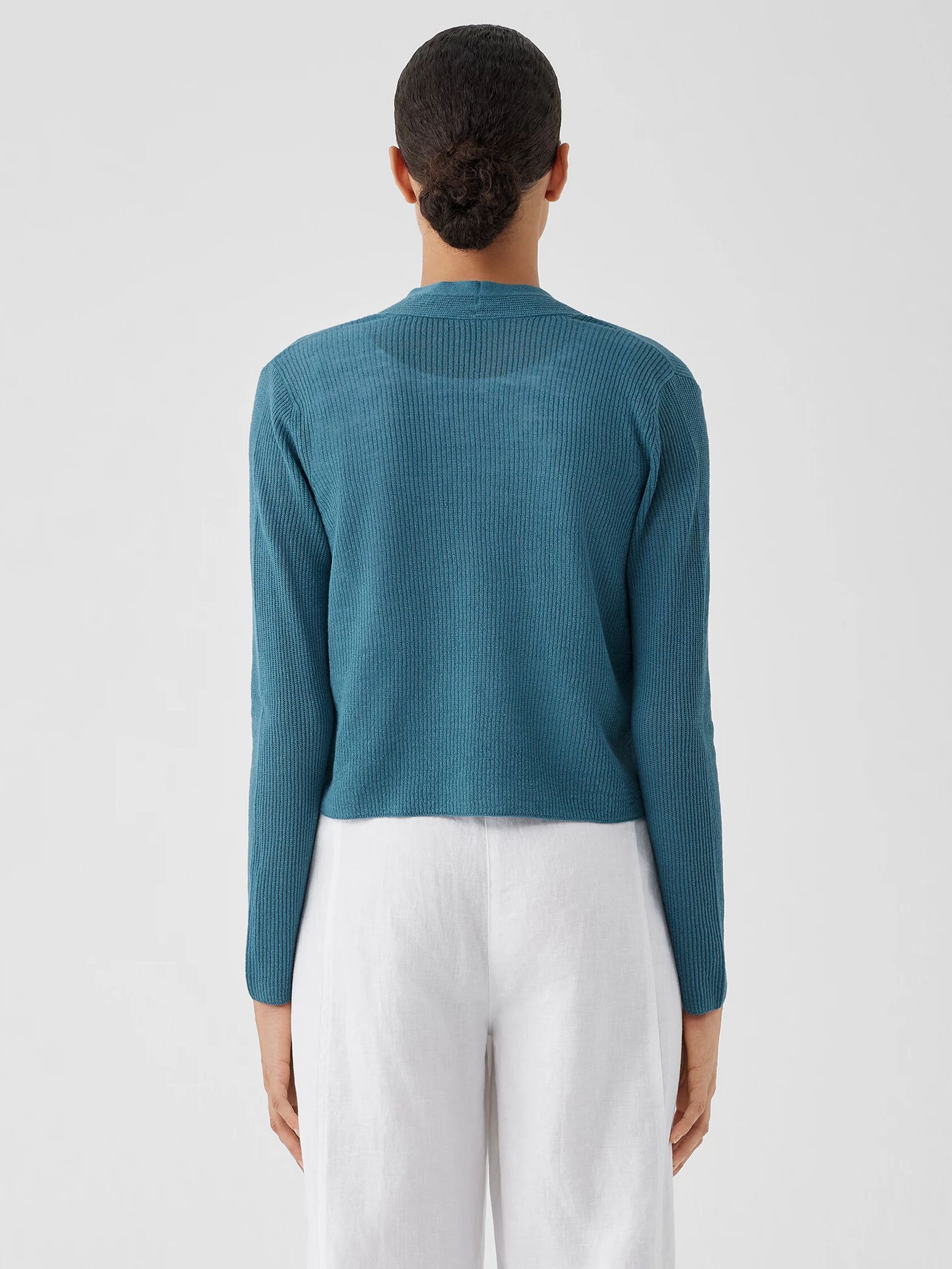 Organic Linen Cotton Airy Tuck Cropped Cardigan