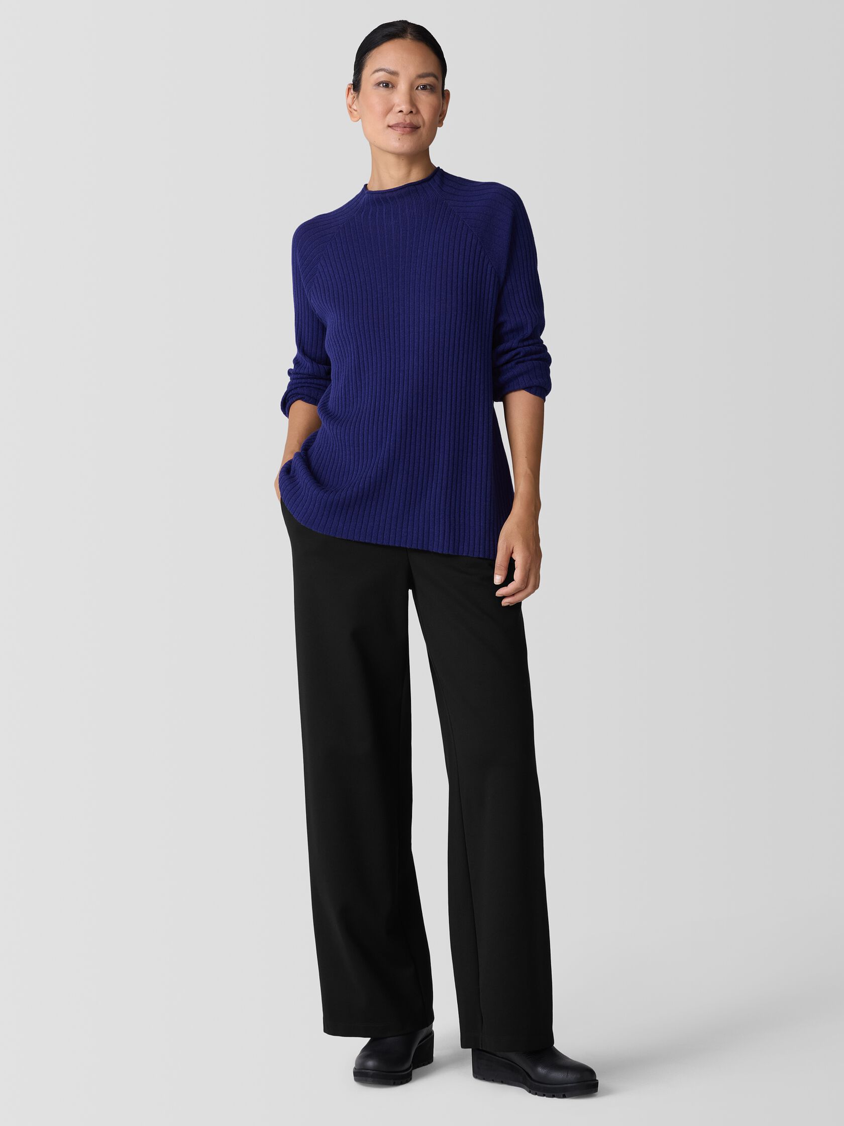 Peruvian Cotton Blend Funnel Neck Top