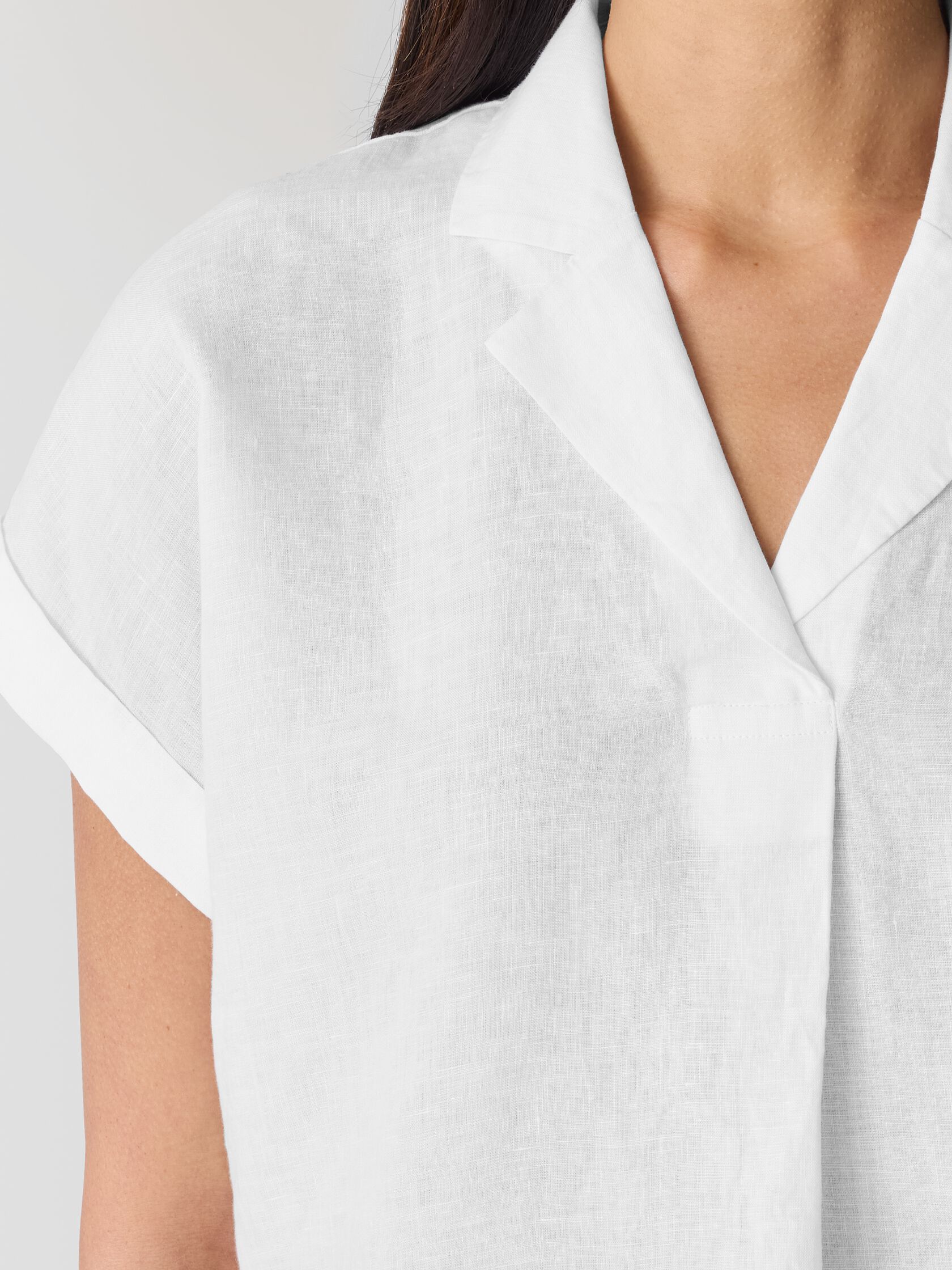 Organic Handkerchief Linen Notch Collar Top