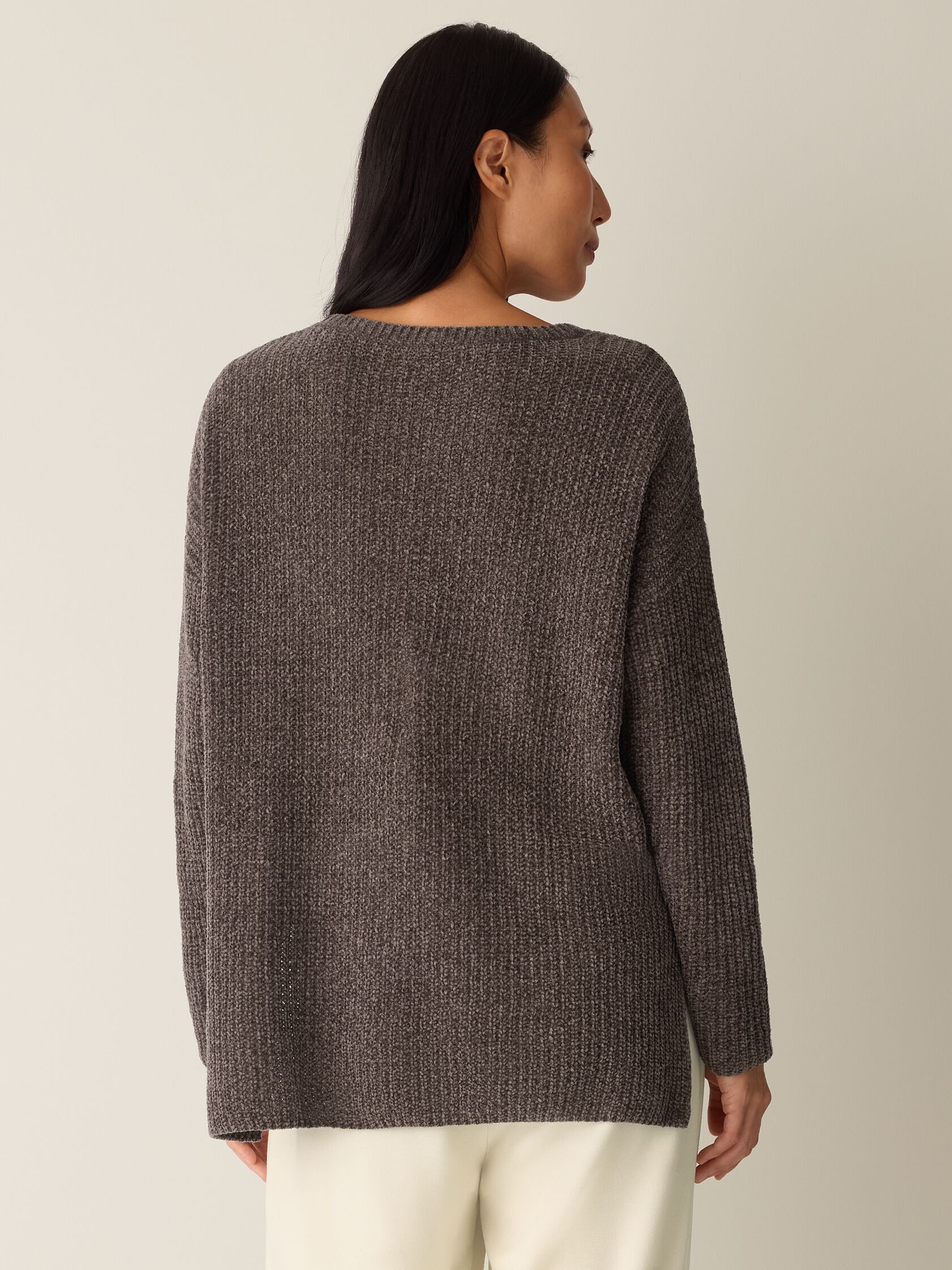 Chenille Blend Jewel Neck Top