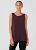 Silk Georgette Crepe Ballet Neck Long Tank