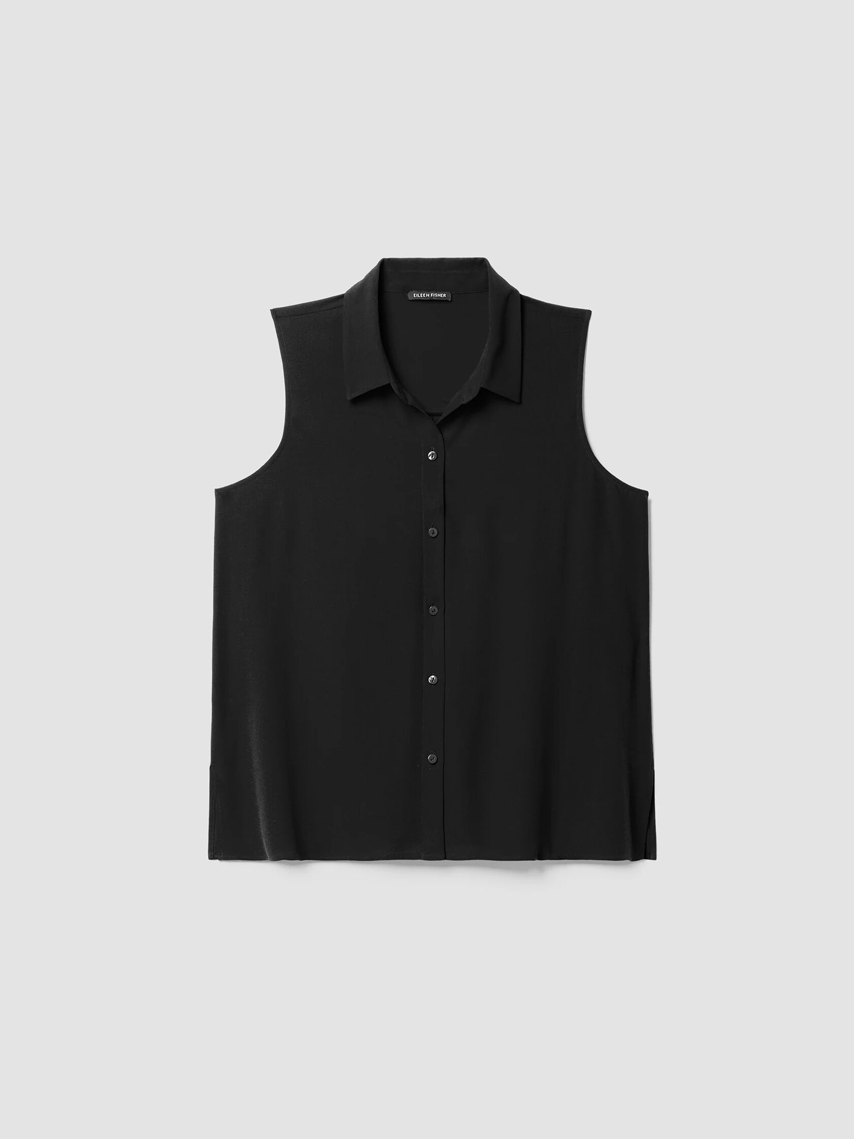 Silk Georgette Crepe Classic Collar Sleeveless Shirt