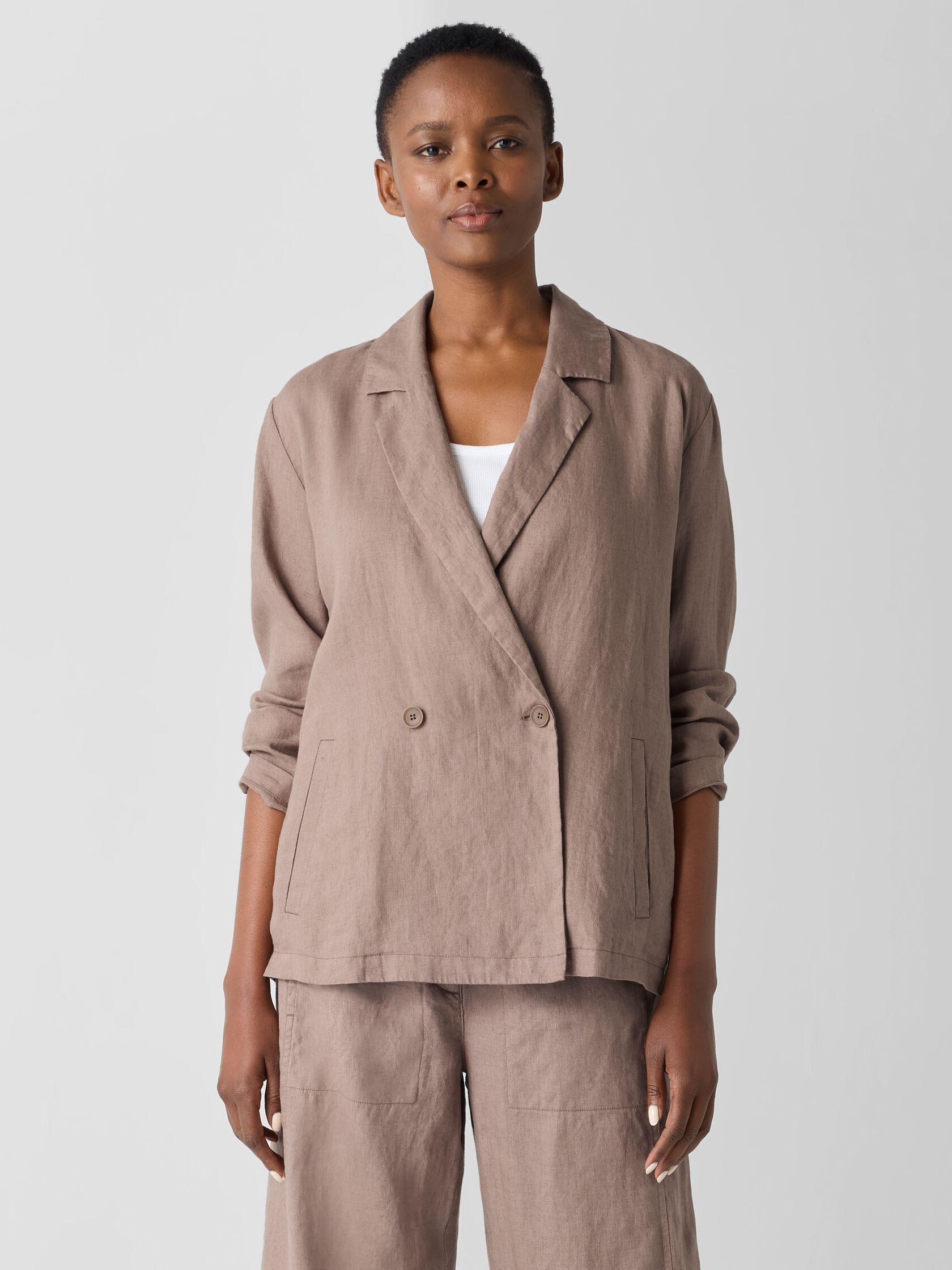 Organic Linen Double-Breasted Blazer