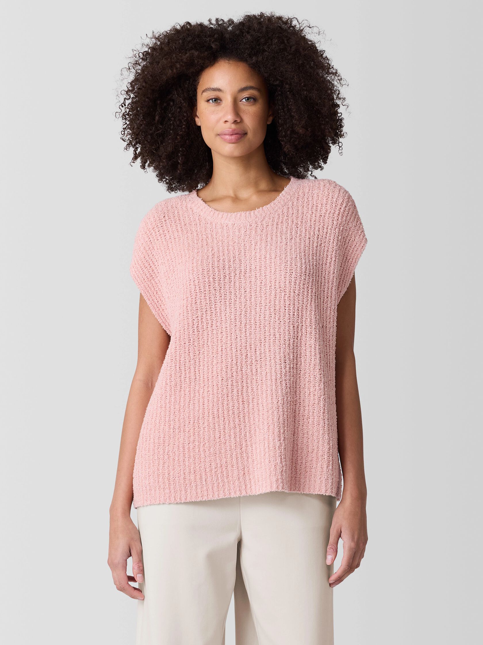 Cotton Fluff Crew Neck Vest