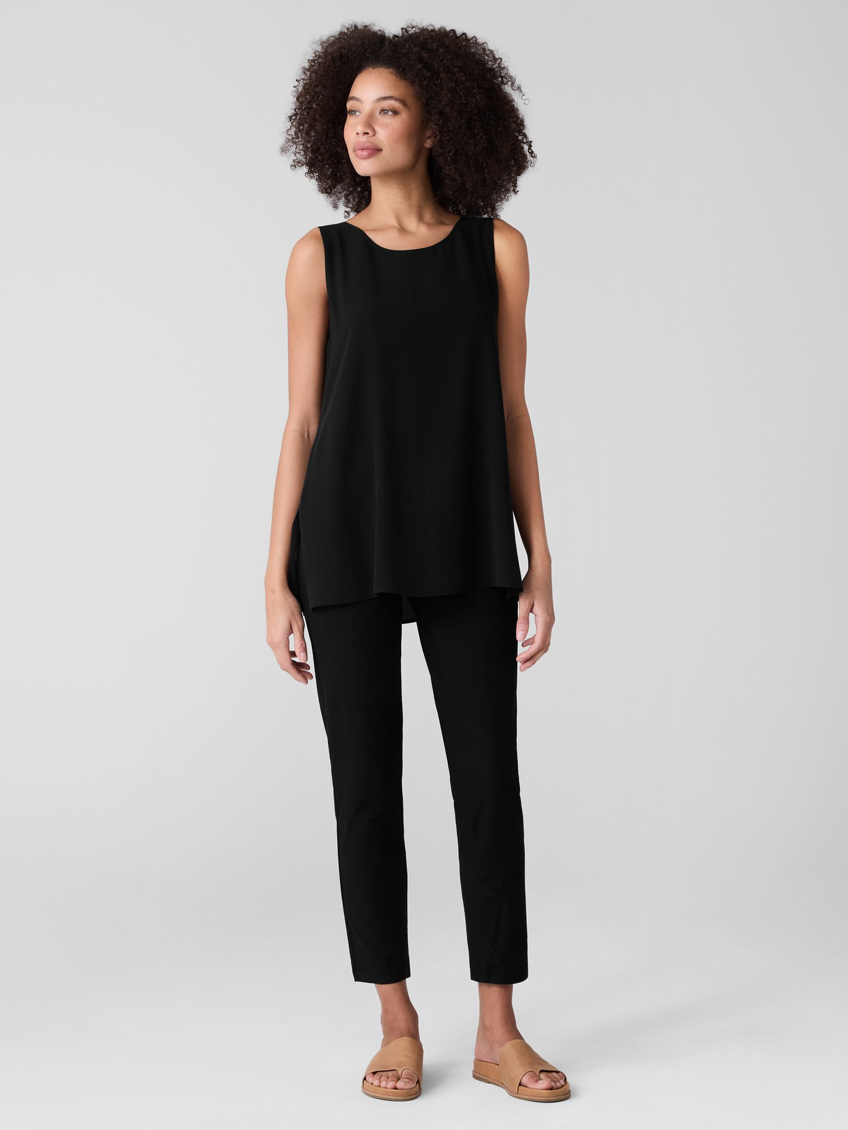Washable Stretch Crepe High-Waisted Pant