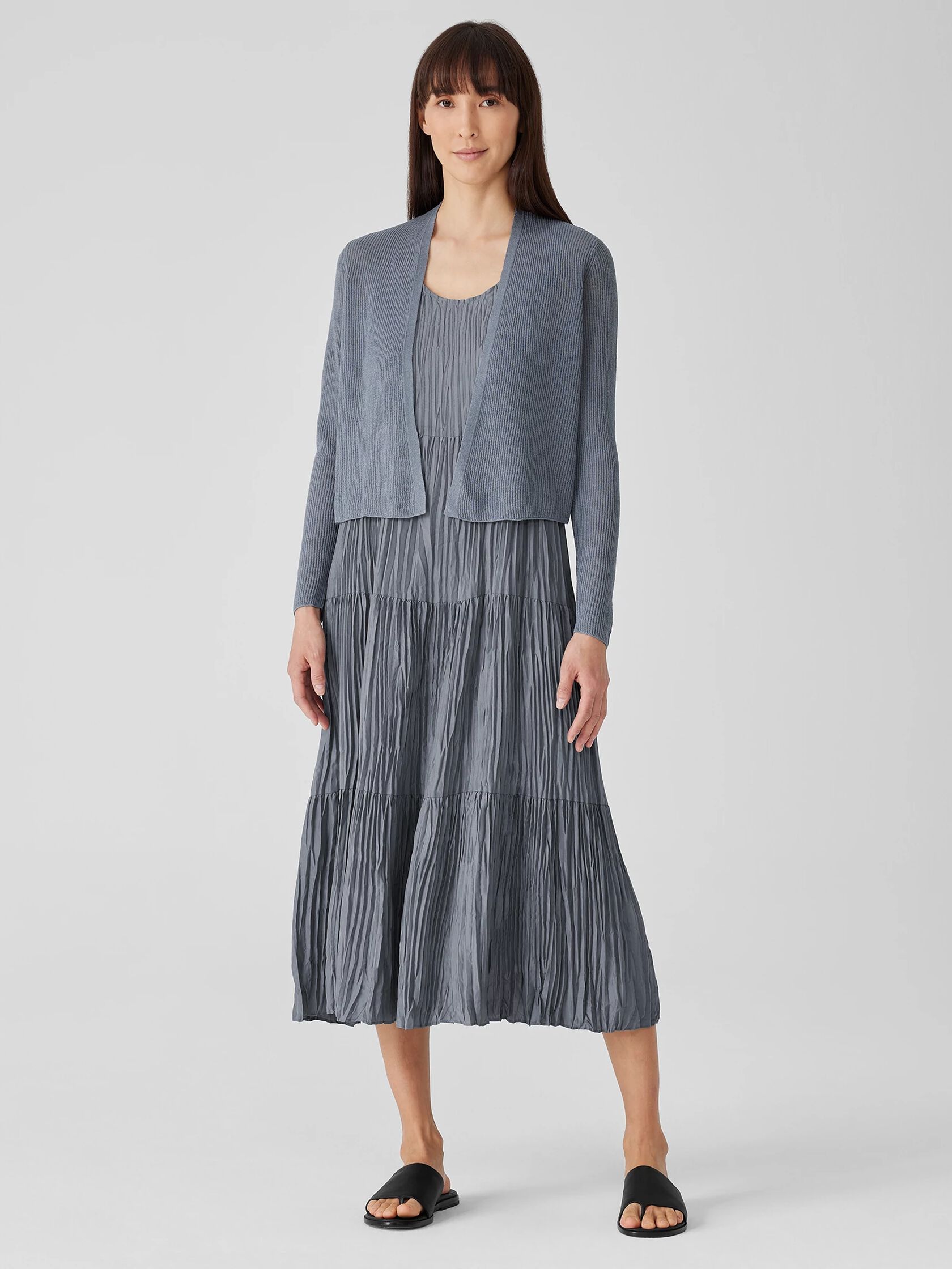 Organic Linen Cotton Airy Tuck Cropped Cardigan