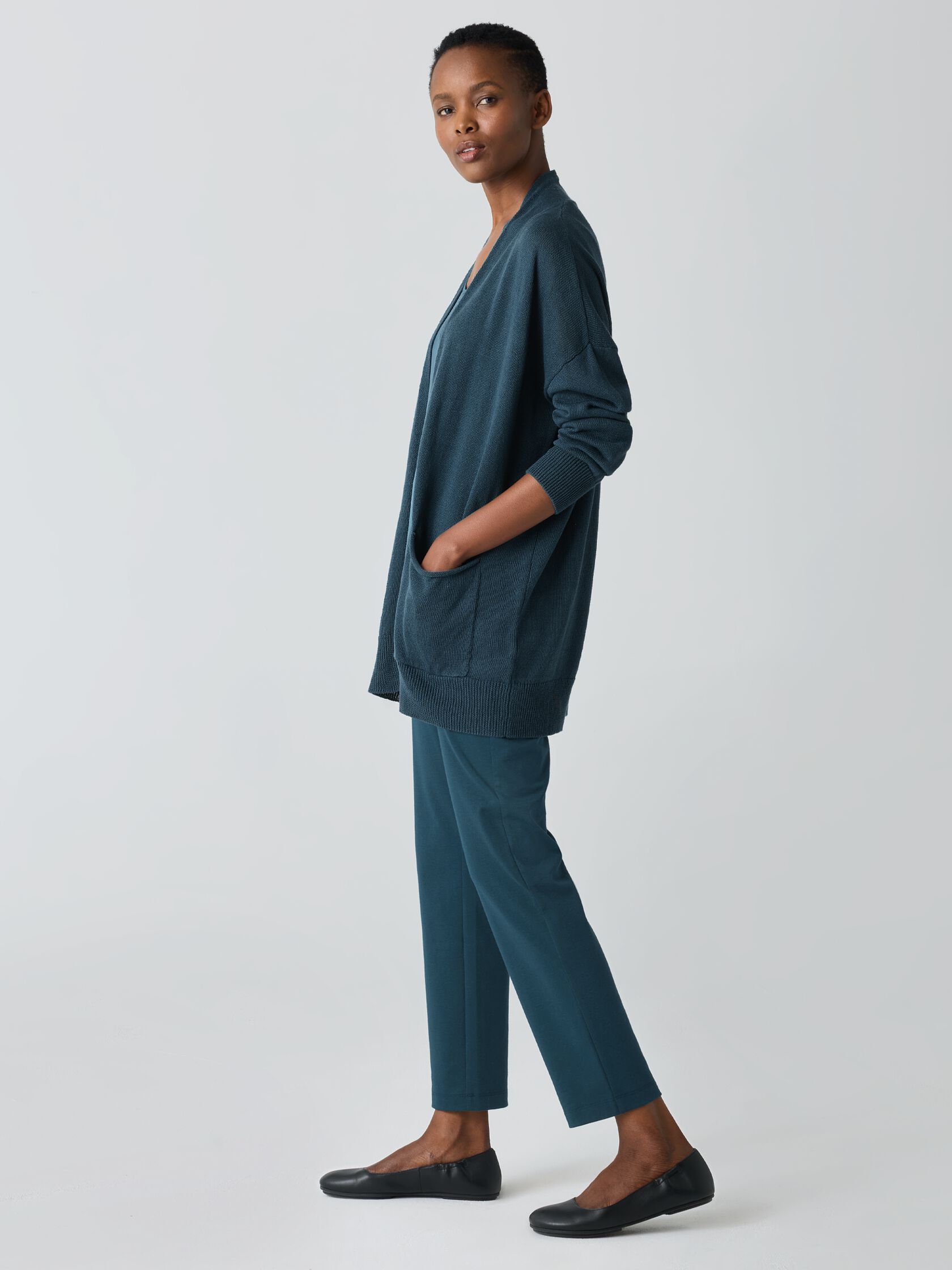 Organic Linen Cotton Cord Long Cardigan